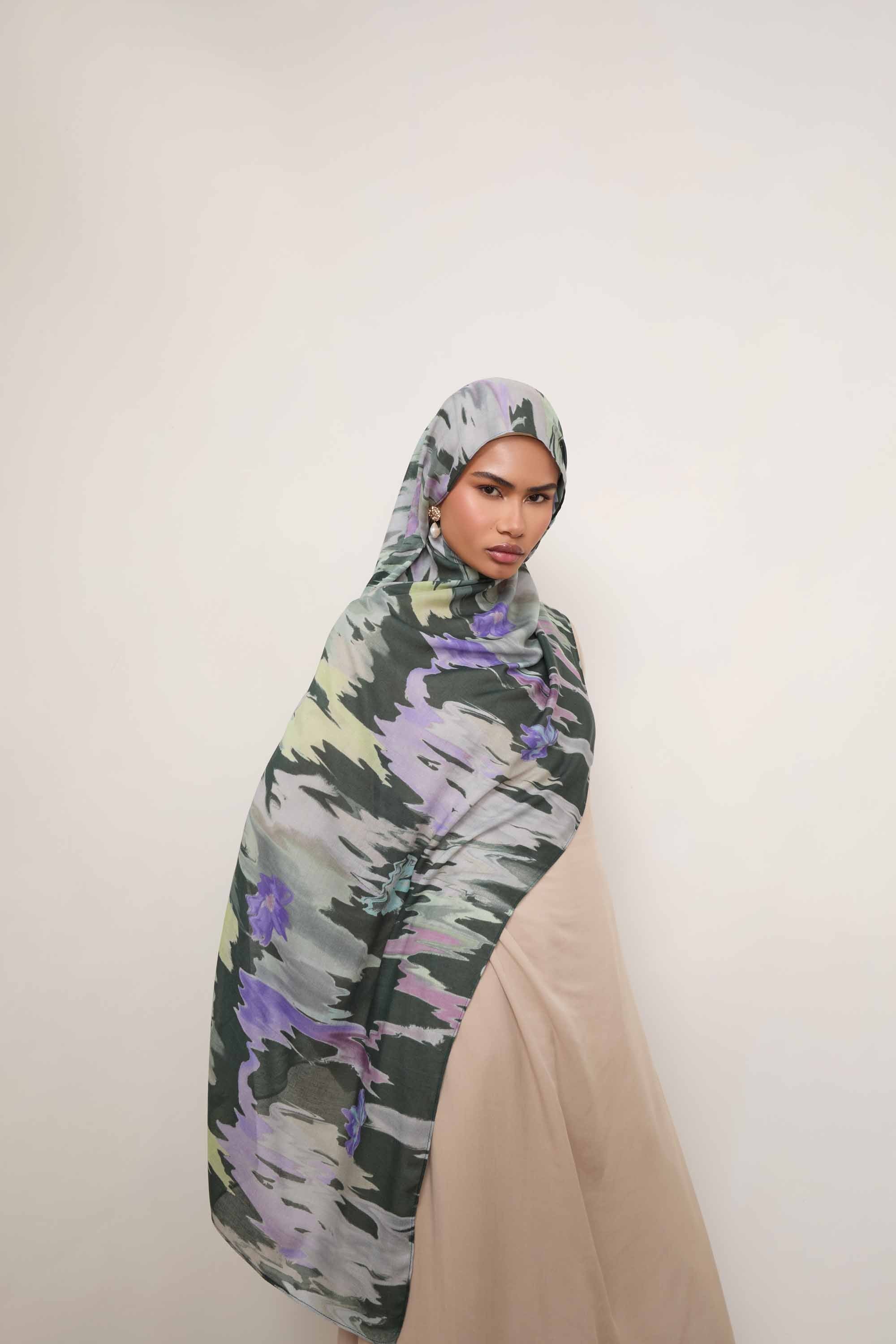 Printed Modal Hijab - Verdant Hijabs Veiled