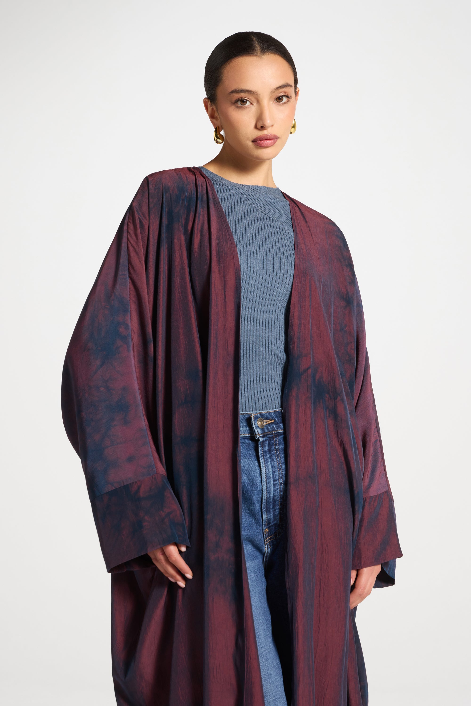 Printed Open Abaya - Black Ember Abayas Veiled