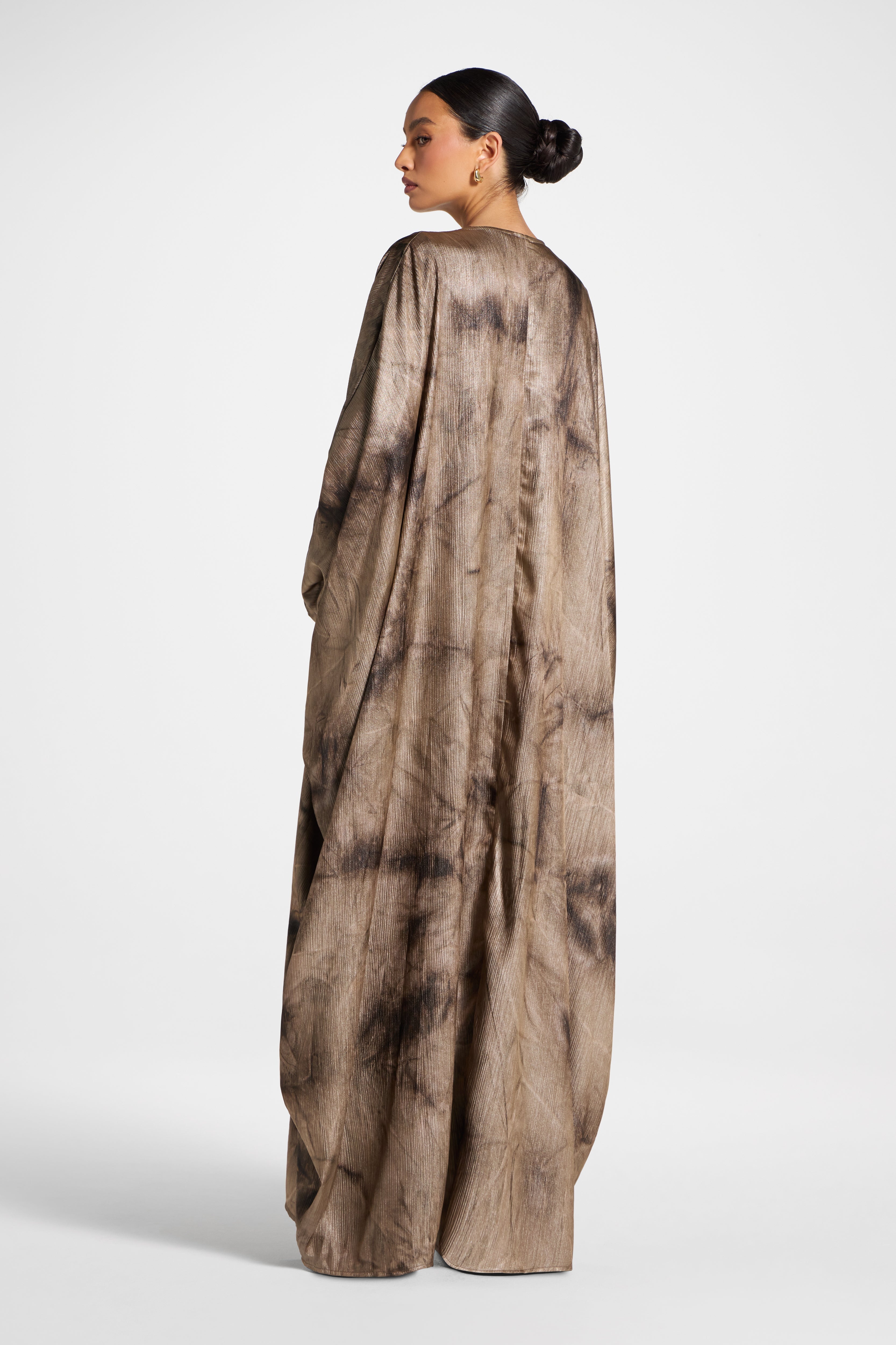 Printed Open Abaya - Coffee Abayas Veiled