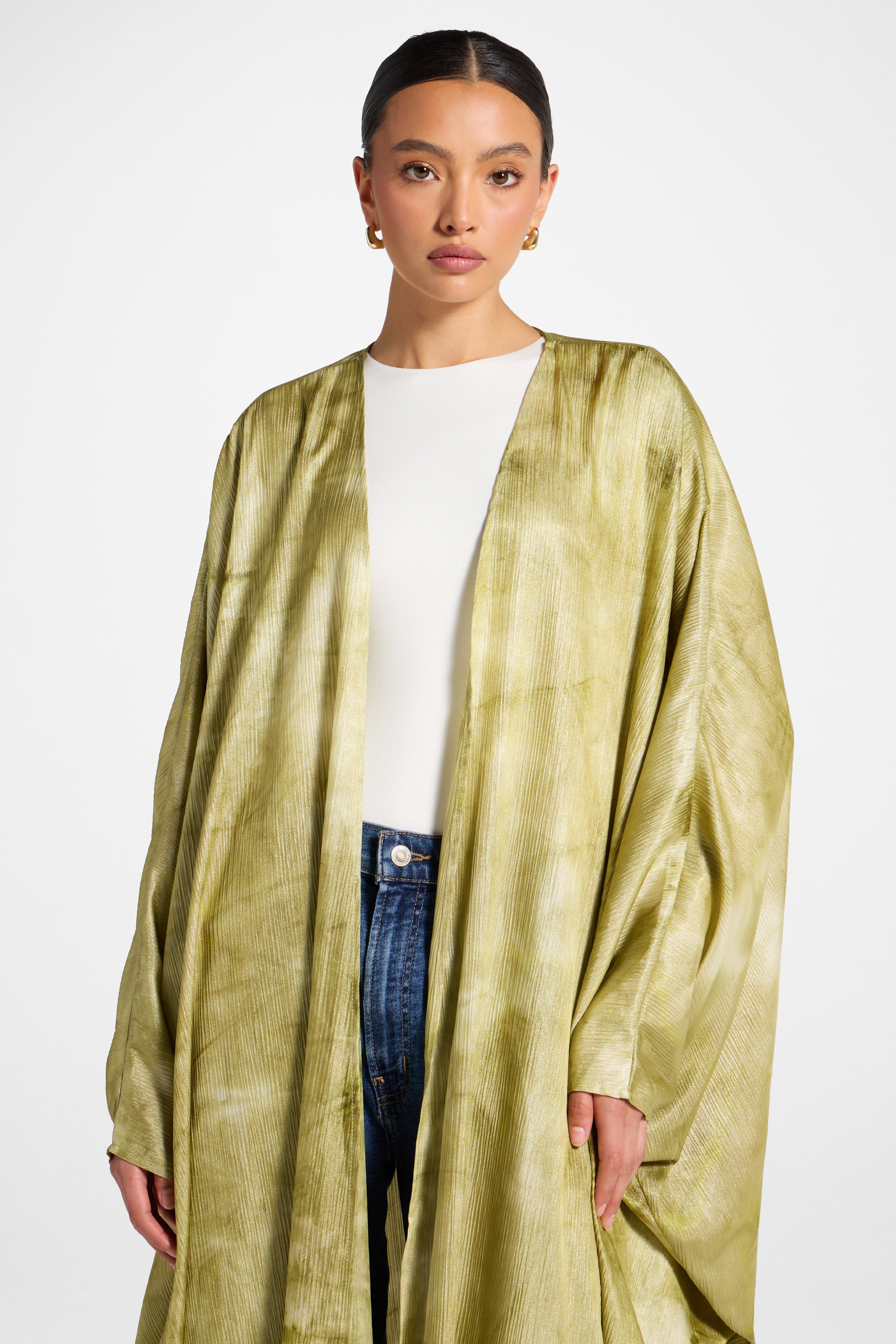 Printed Open Abaya - Sage Abayas Veiled