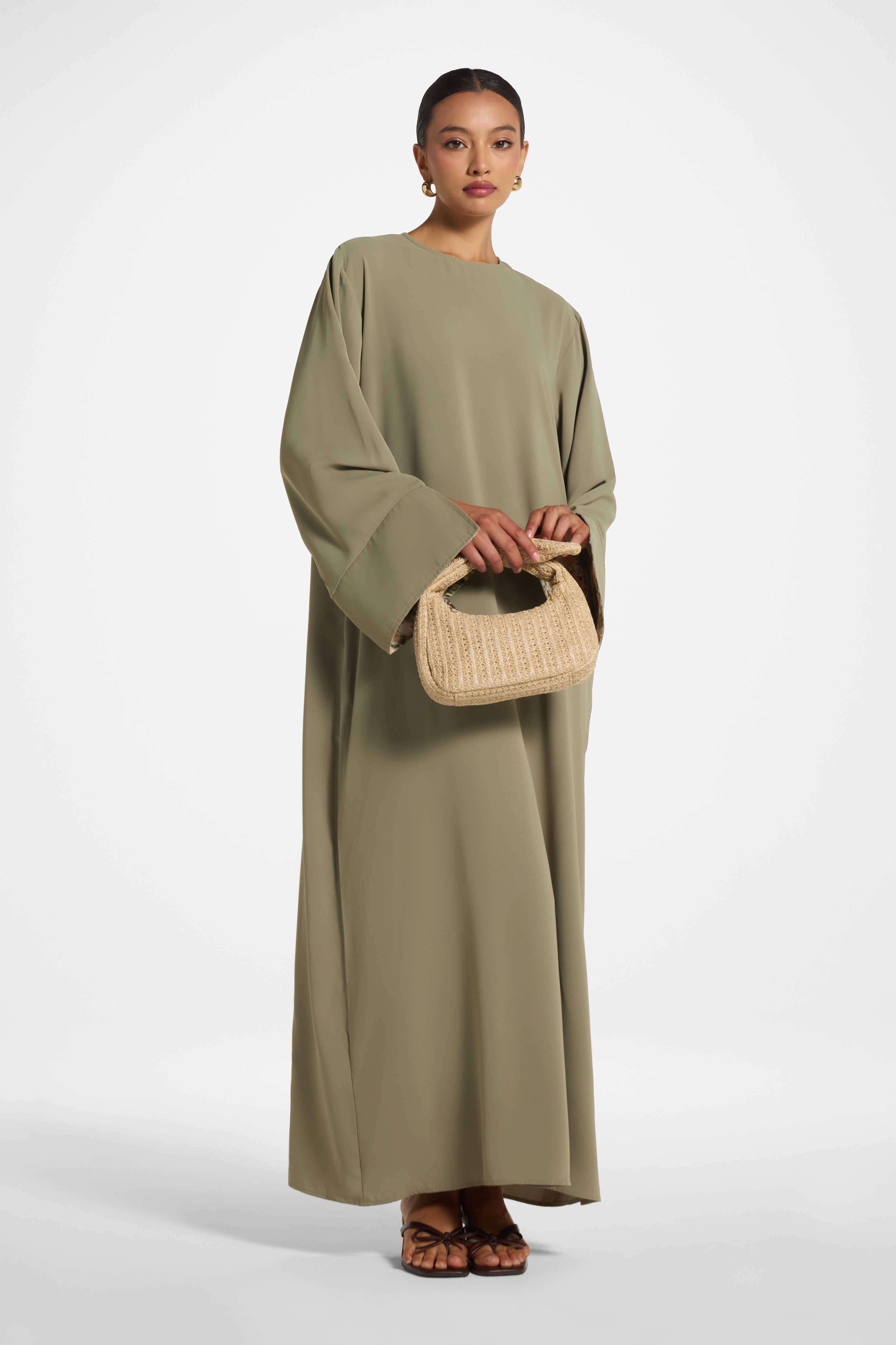 Printed Sleeve Closed Abaya - Sage Veiled