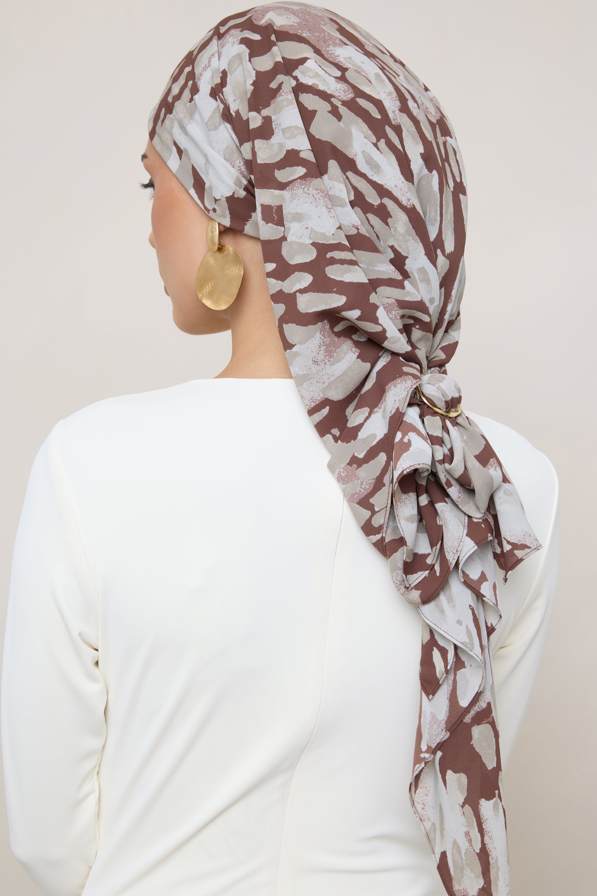 Printed Square Chiffon Hijab - Cloudburst Hijab Veiled