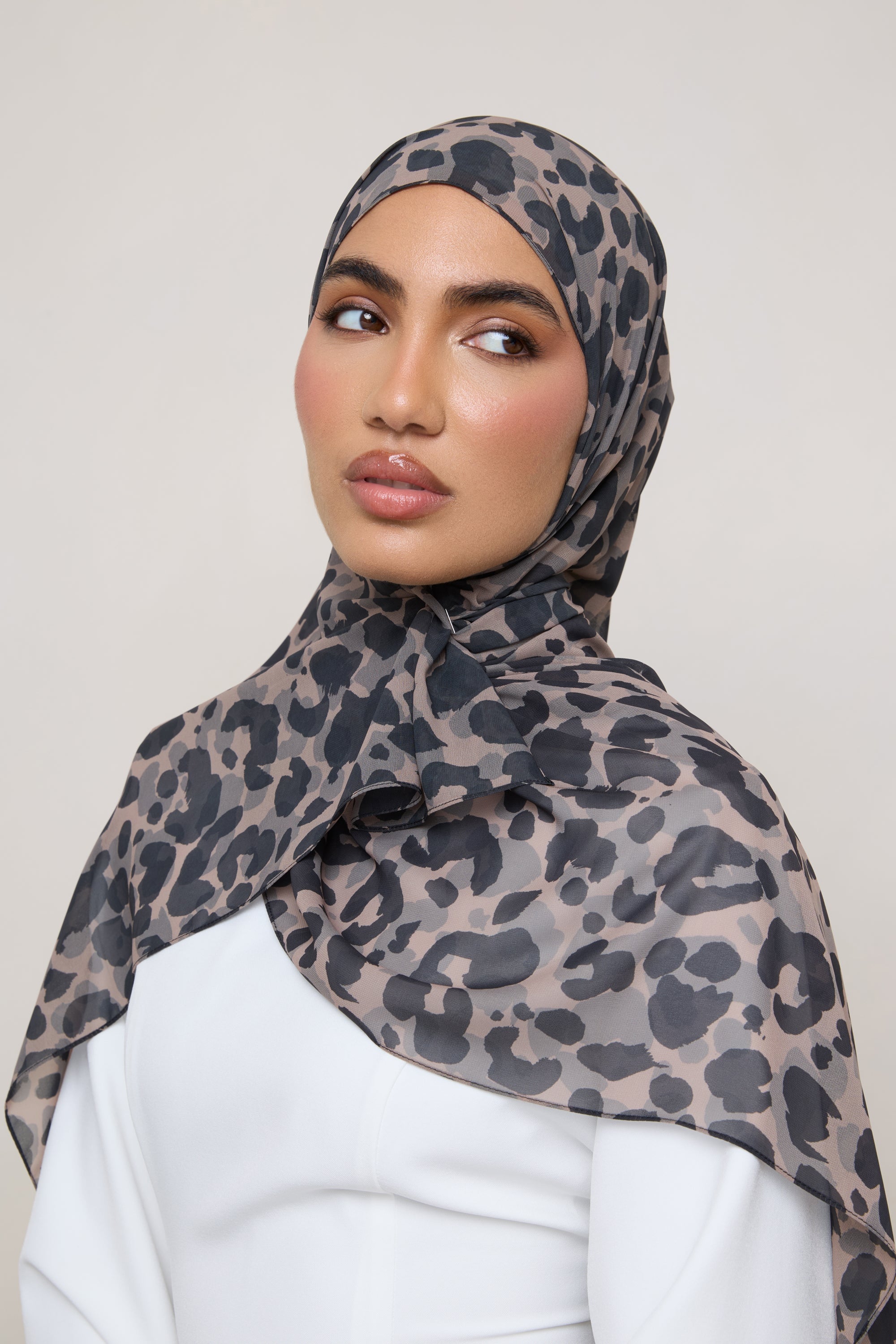 Printed Square Chiffon Hijab - Dune Spots Hijab Veiled