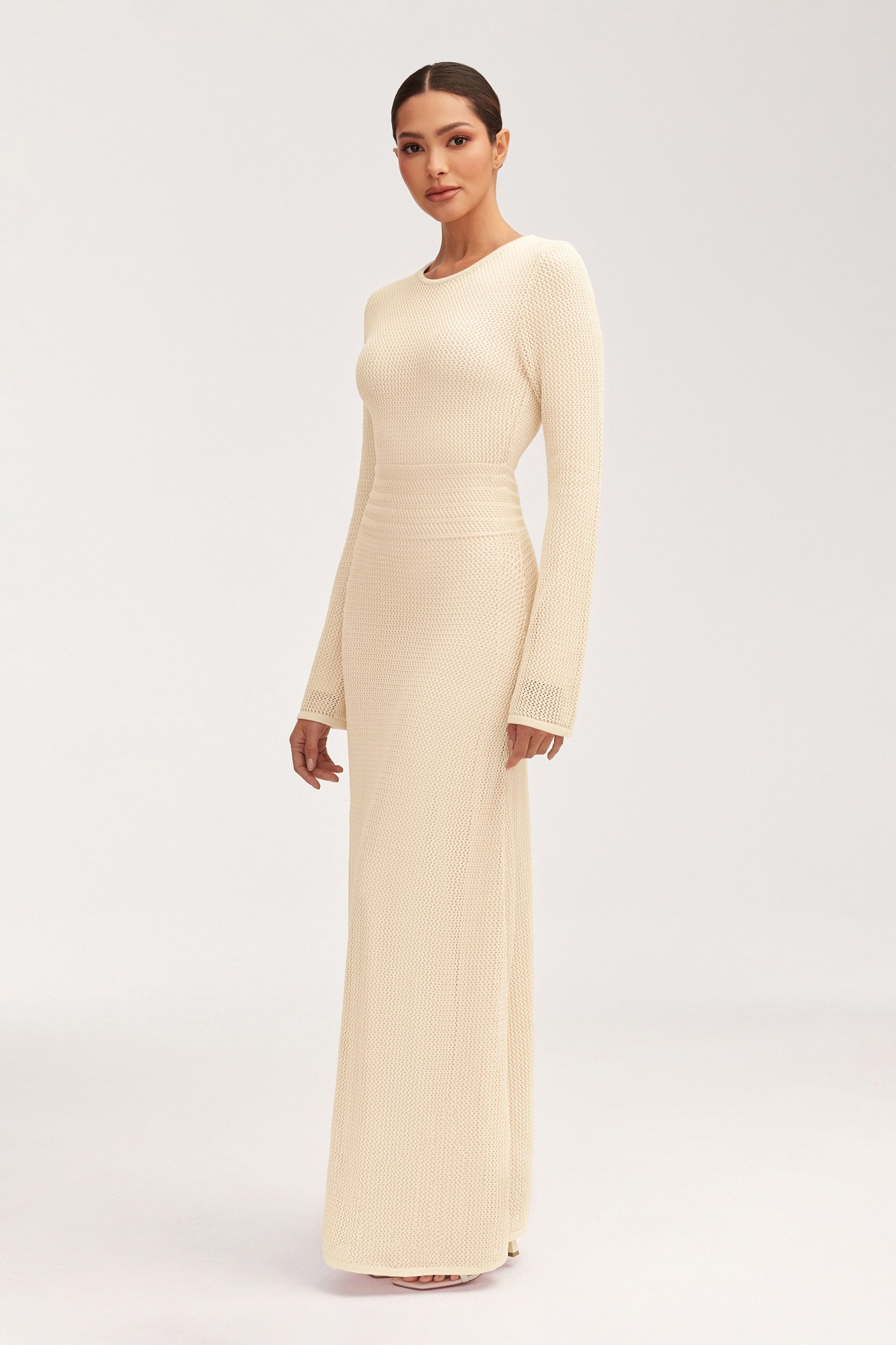 Rachel Crochet Maxi Dress - Off White Clothing Veiled