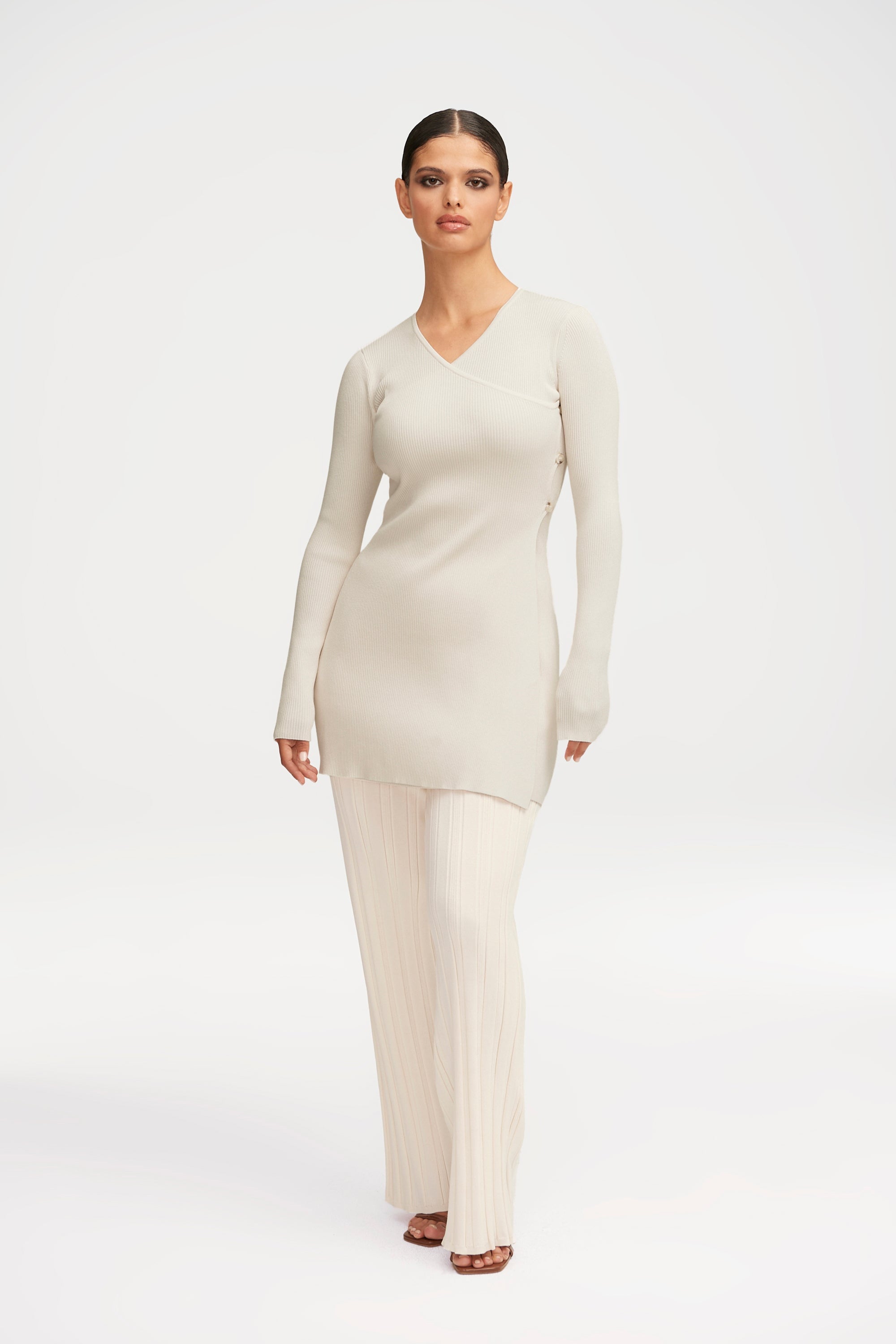 Rachel Ribbed Split Hem Top Clothing Veiled
