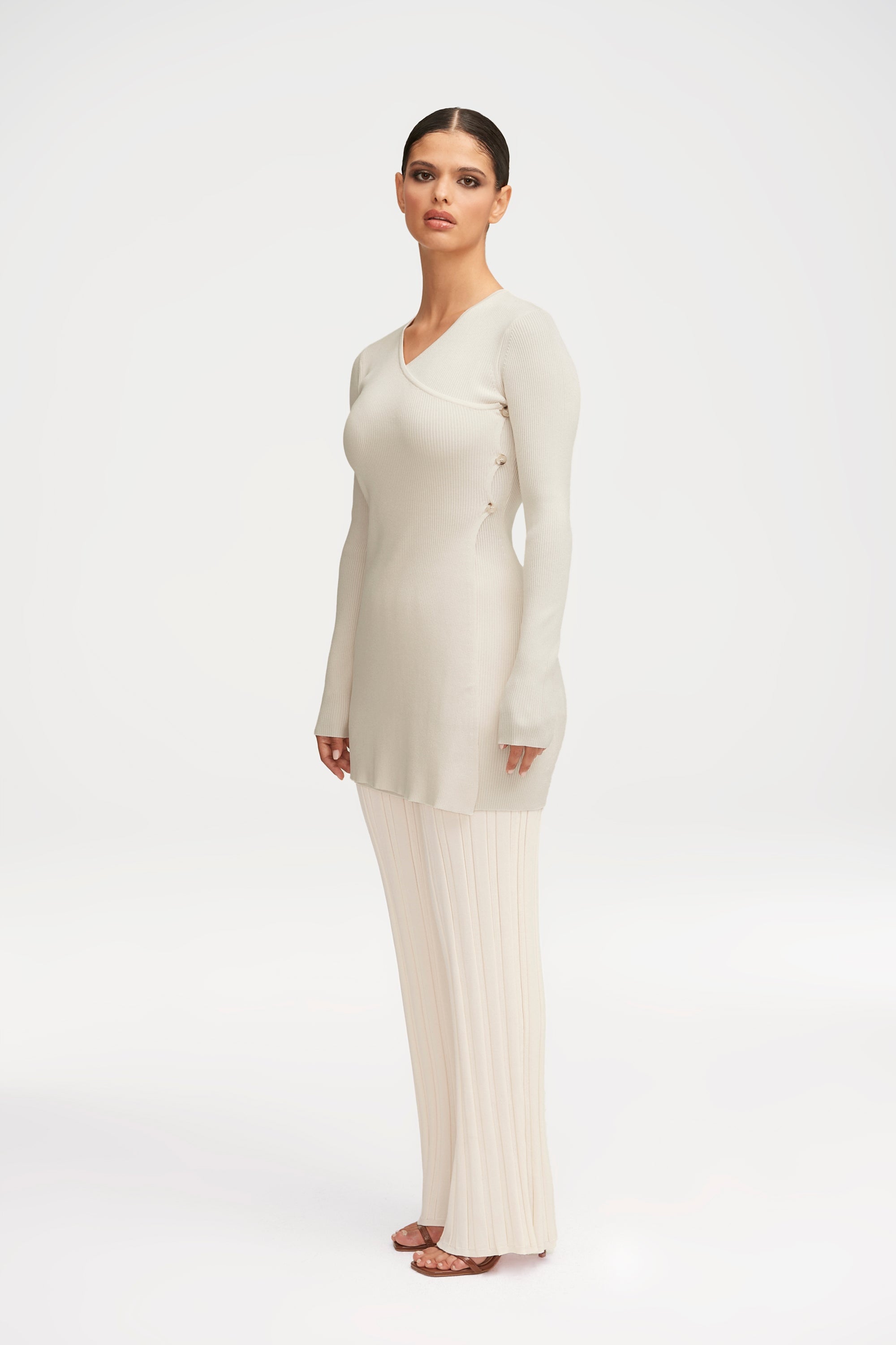 Rachel Ribbed Split Hem Top Clothing Veiled