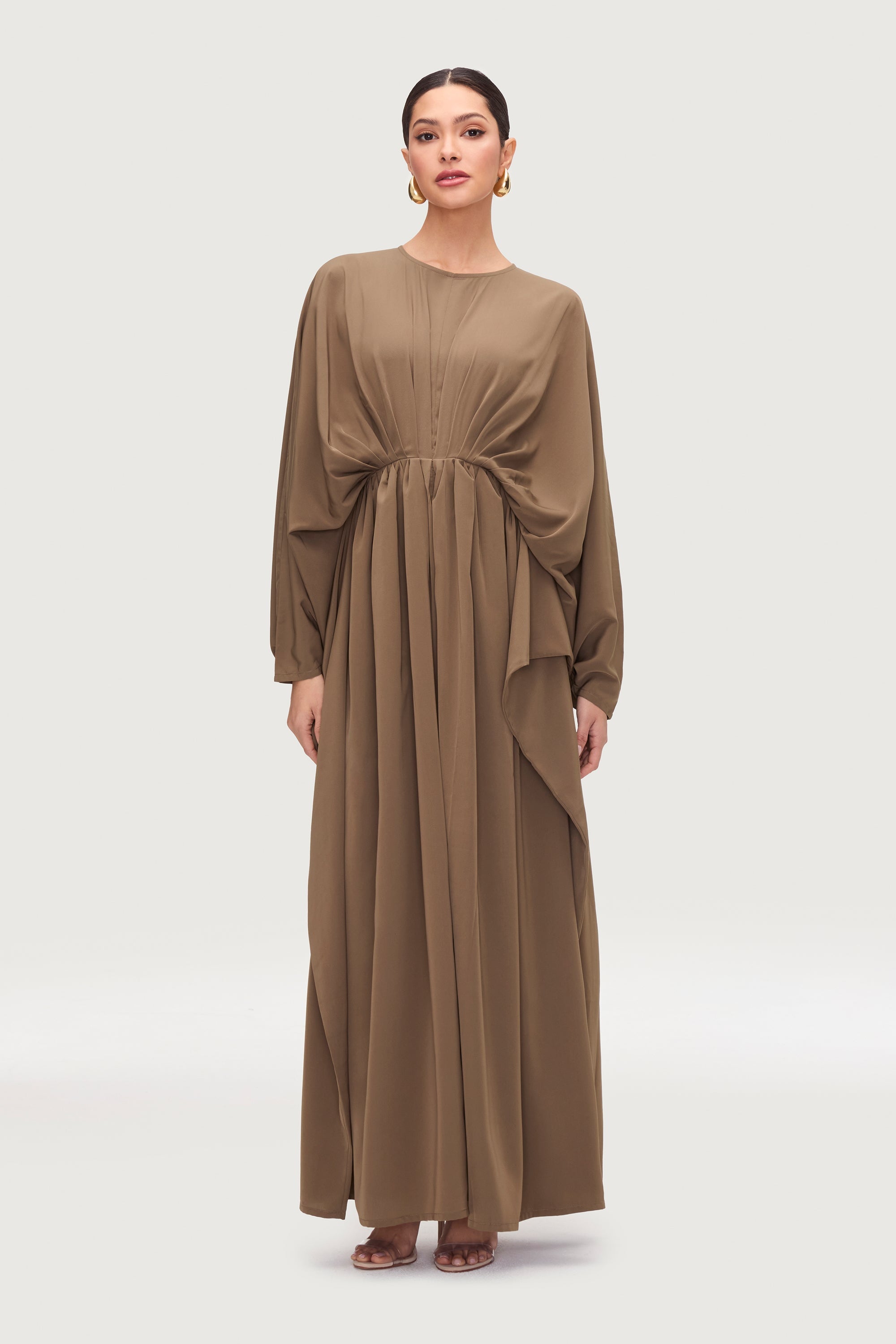 Rawiyah Pleated Kaftan - Olive Abayas Veiled