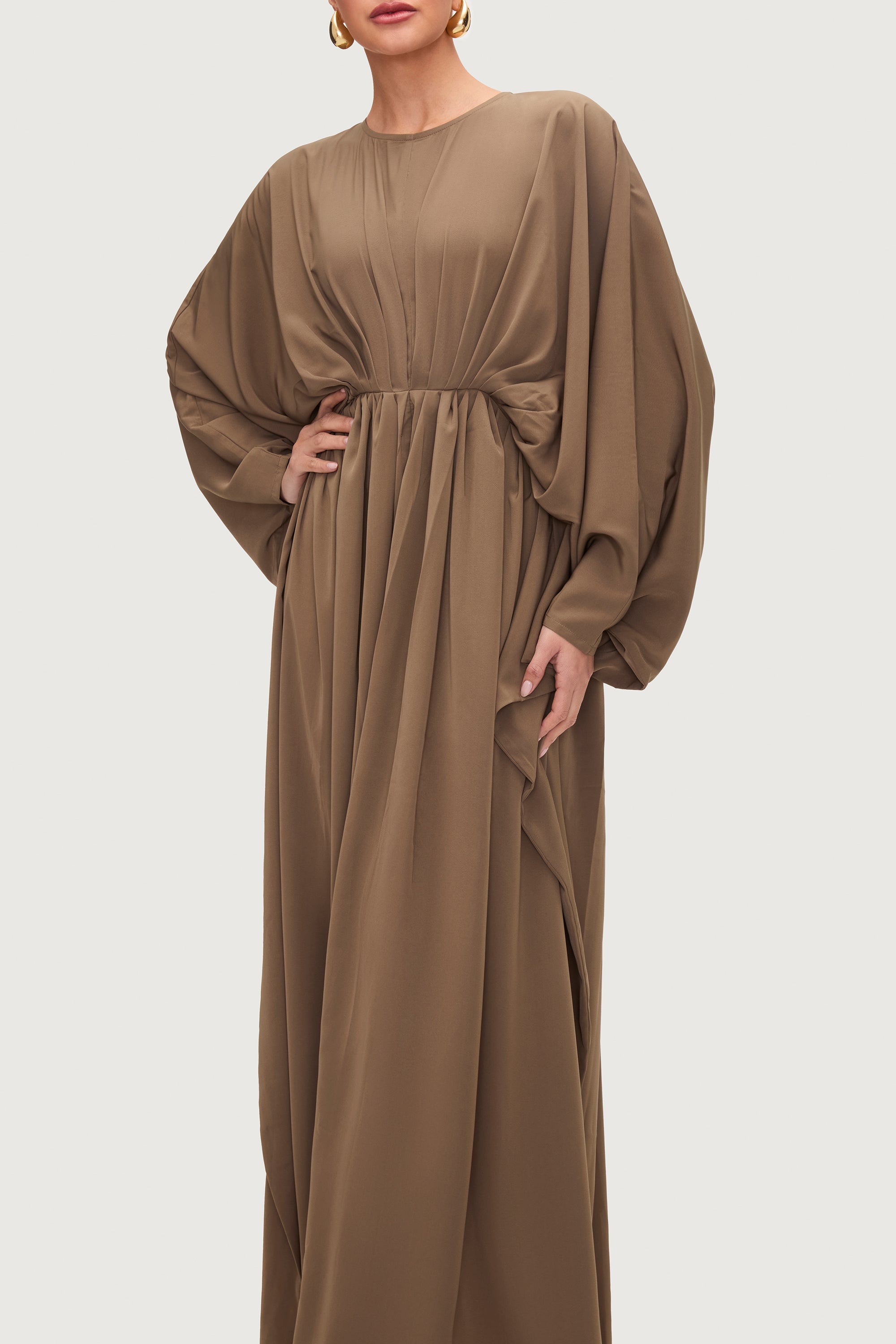 Rawiyah Pleated Kaftan - Olive Abayas Veiled