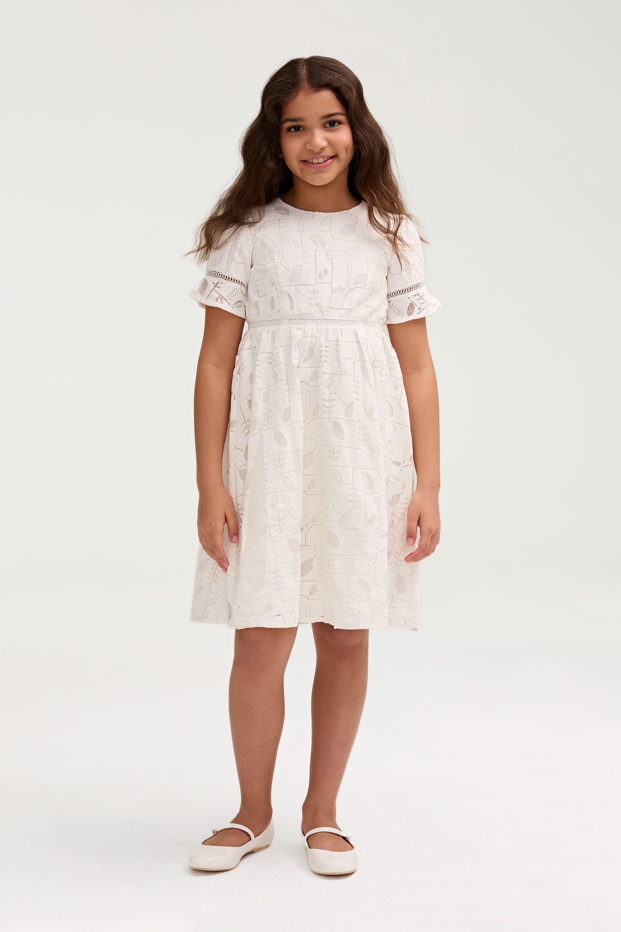 Rayaa White Lace Dress (Girls) Clothing Veiled