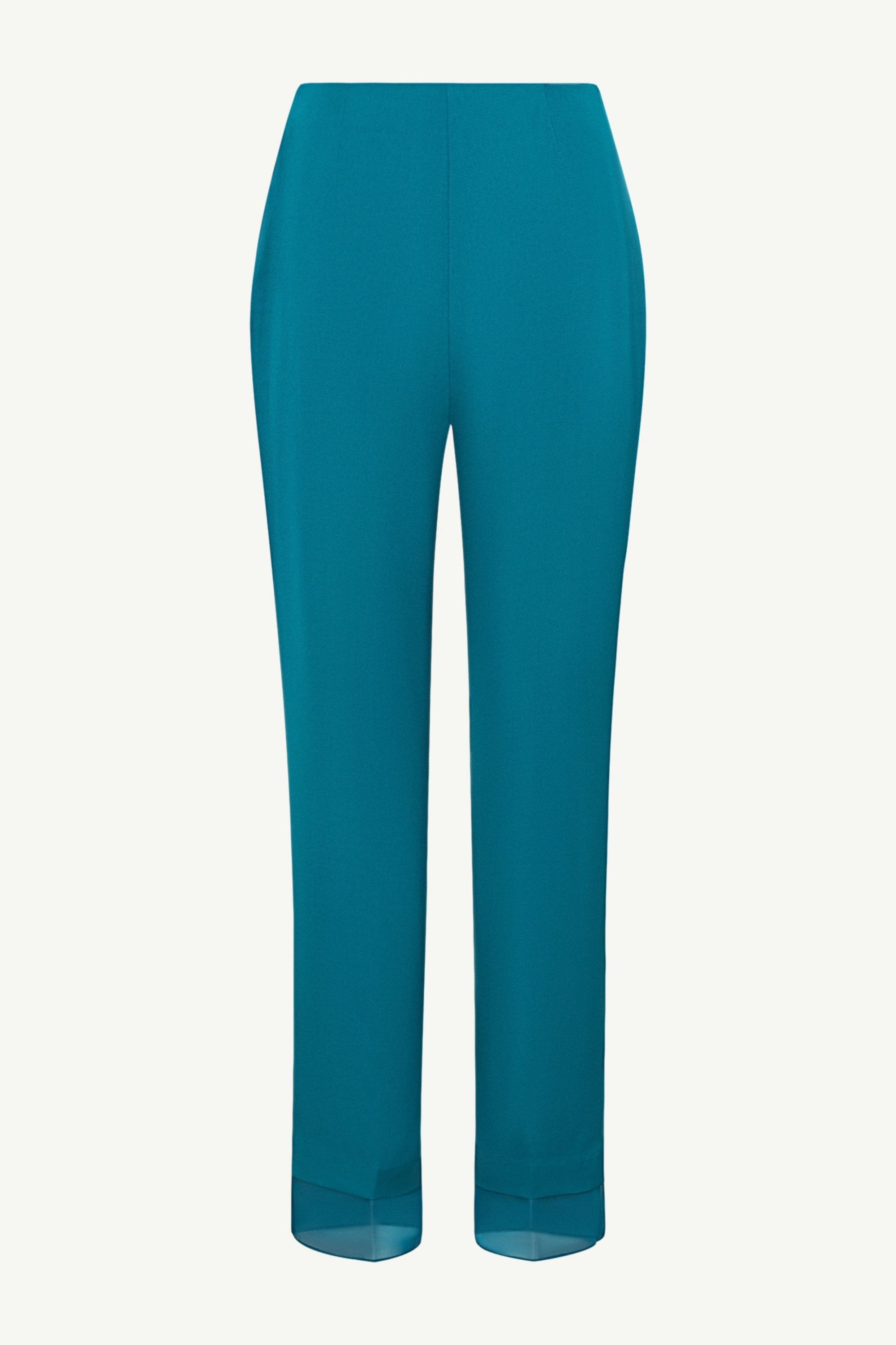 Rayan Organza Trim Trousers - Deep Lagoon Clothing Veiled
