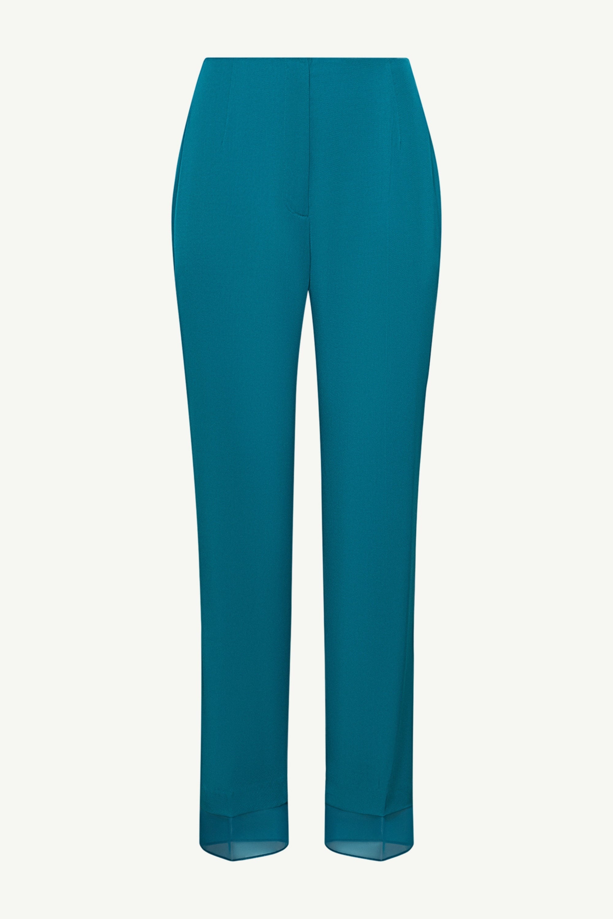 Rayan Organza Trim Trousers - Deep Lagoon Clothing Veiled
