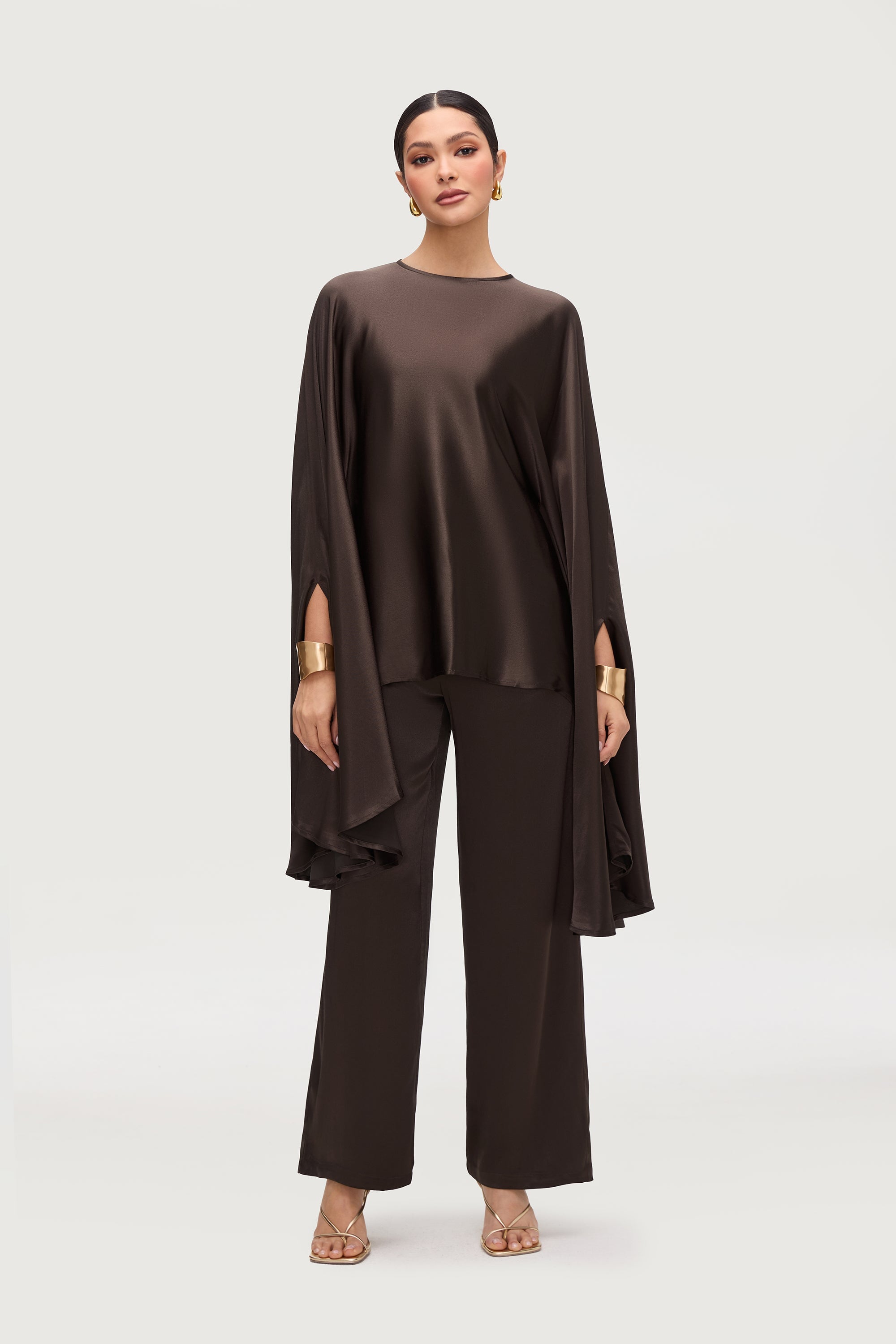 Razan Silk Inner Tie Top - Black Forest Tops Veiled Collection