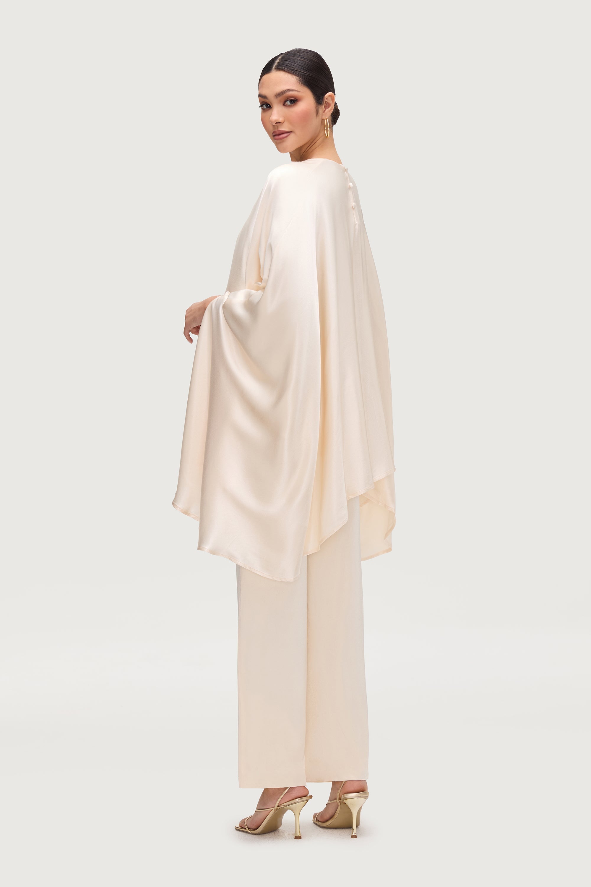 Razan Silk Inner Tie Top - Pearl Tops Veiled Collection