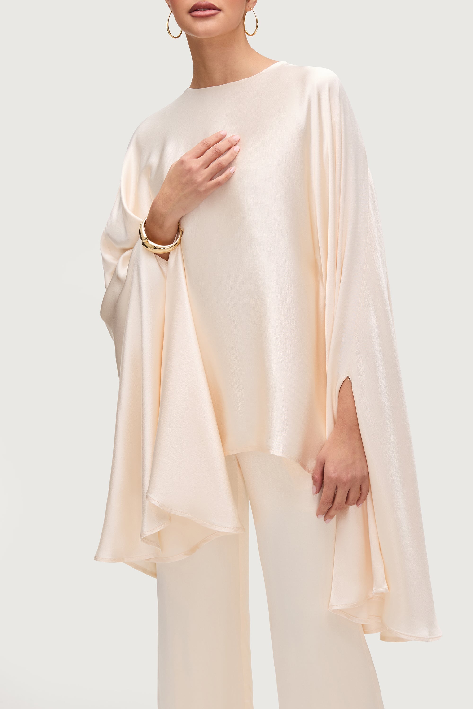 Razan Silk Inner Tie Top - Pearl Tops Veiled Collection