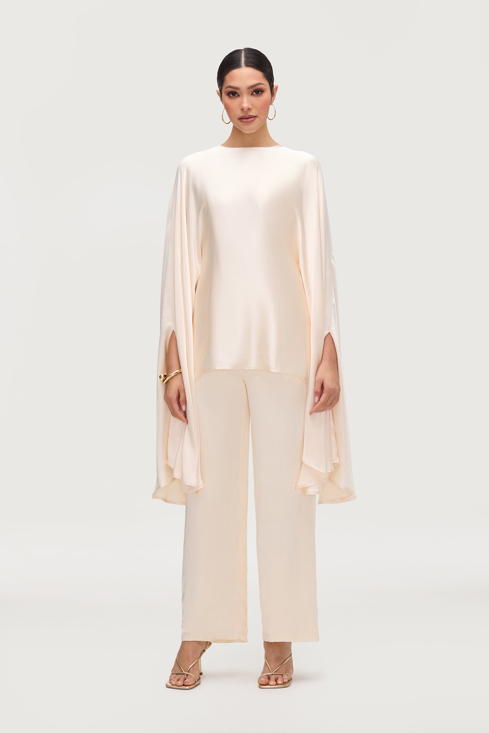 Razan Silk Inner Tie Top - Pearl Tops Veiled Collection
