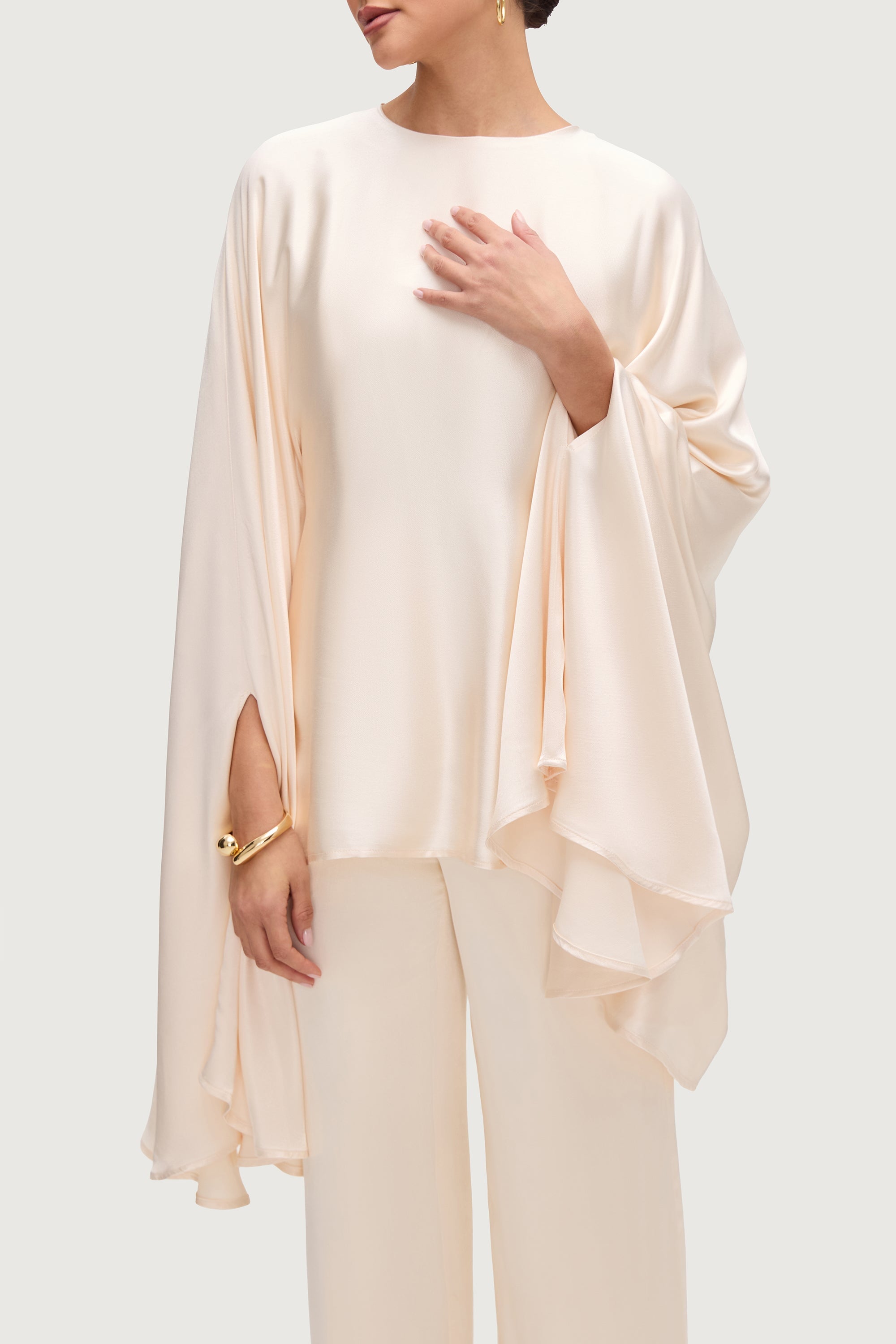 Razan Silk Inner Tie Top - Pearl Tops Veiled Collection