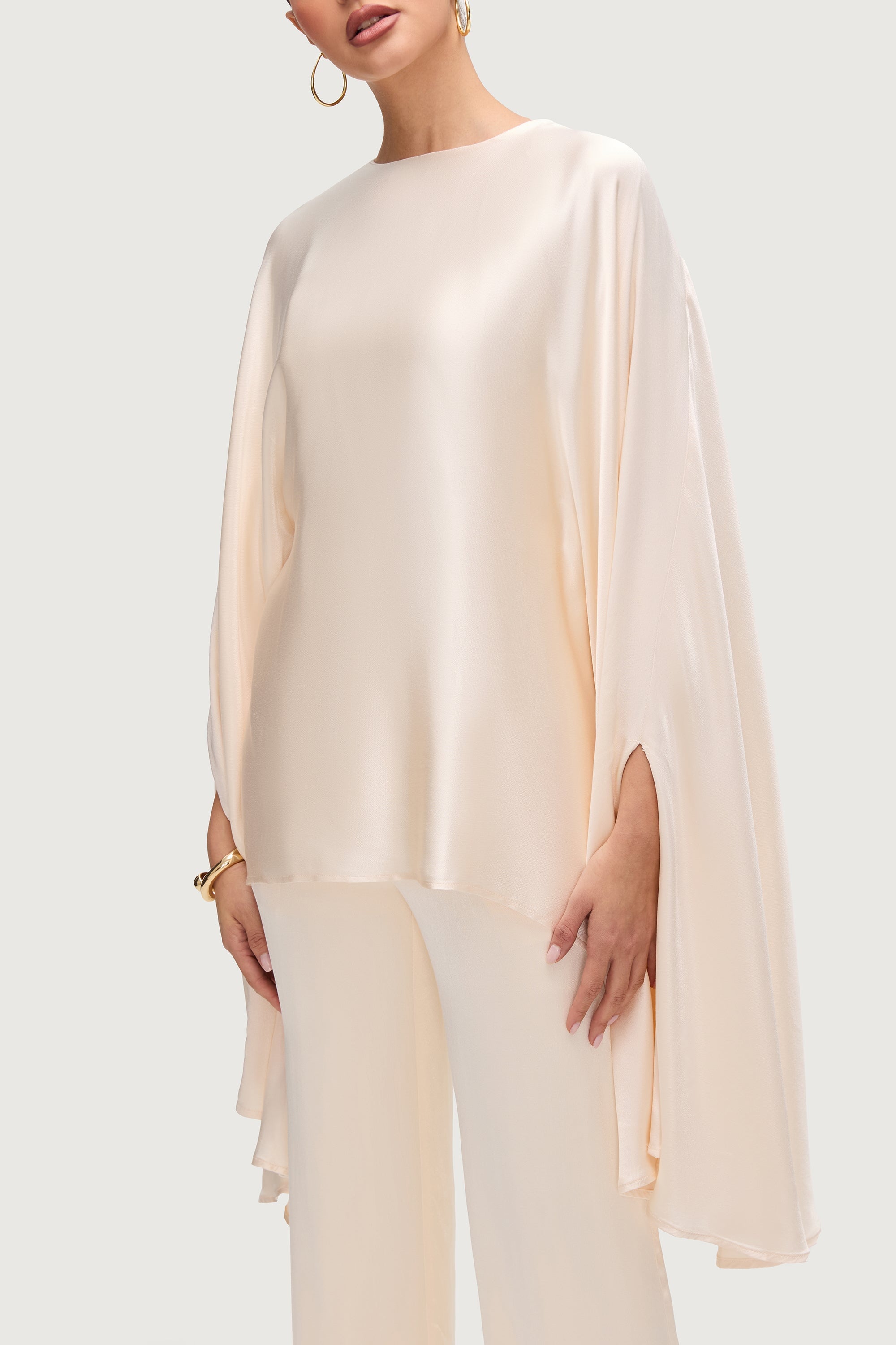 Razan Silk Inner Tie Top - Pearl Tops Veiled Collection
