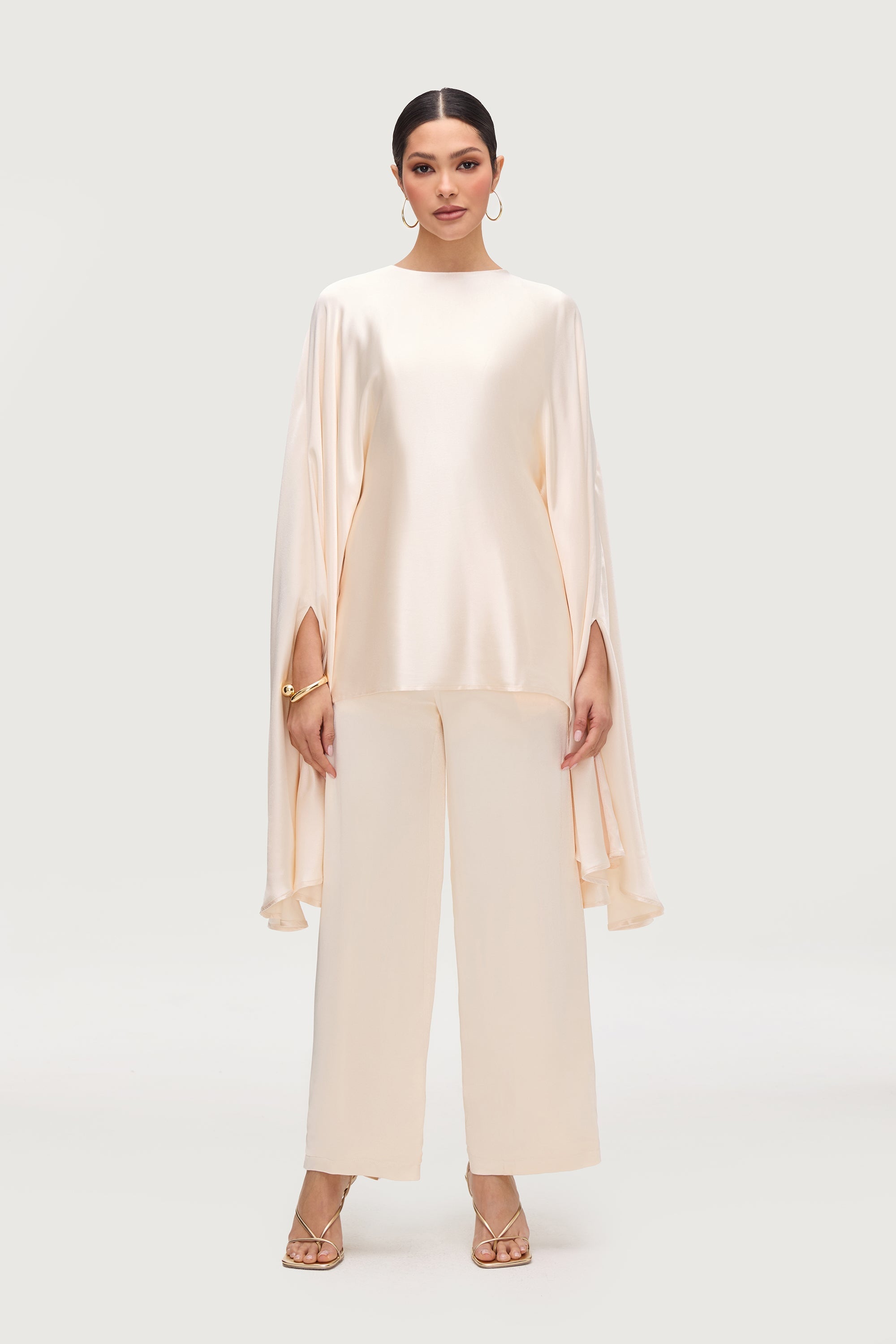Razan Silk Inner Tie Top - Pearl Tops Veiled Collection