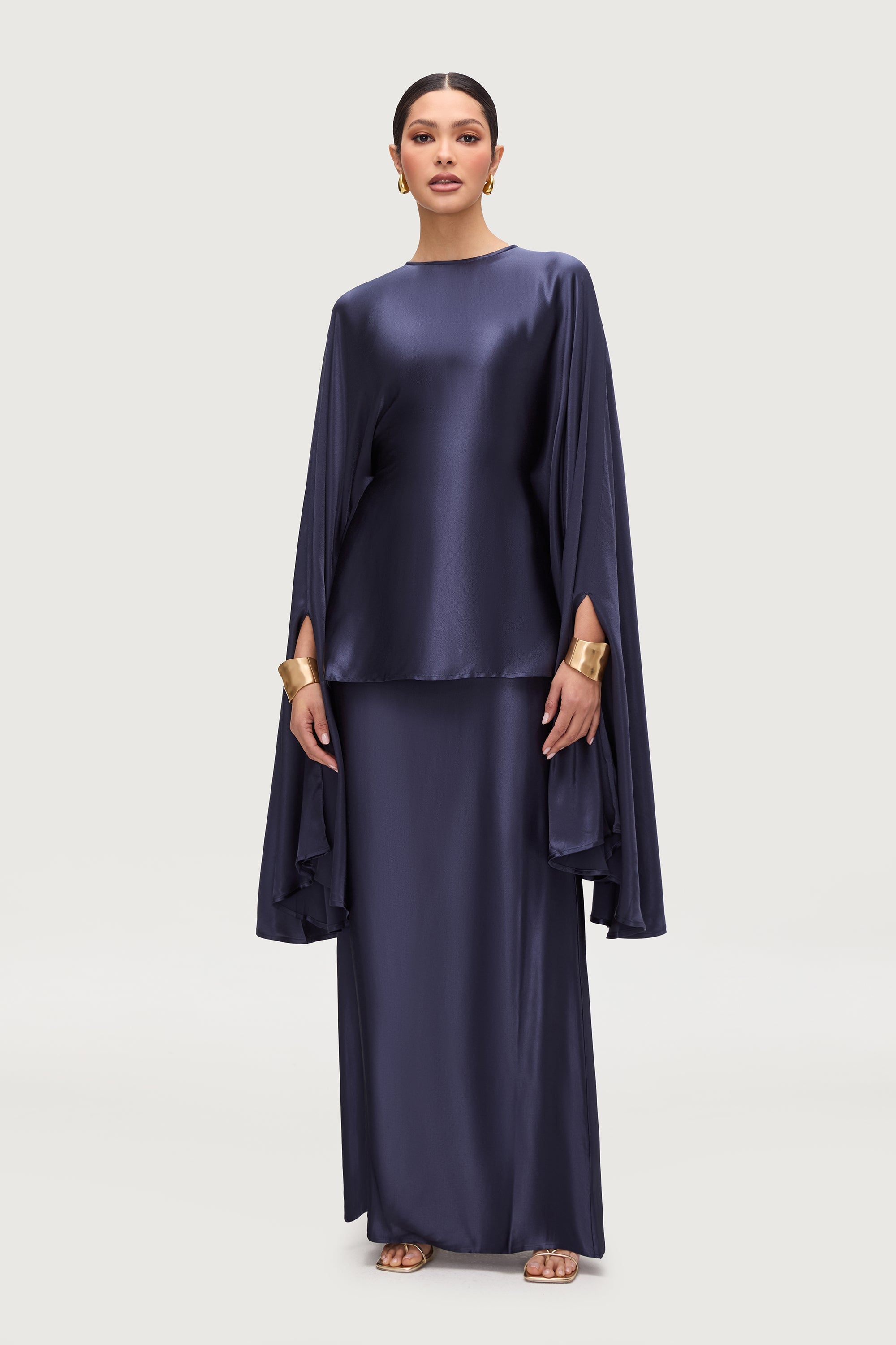 Razan Silk Inner Tie Top - Twilight Tops Veiled Collection