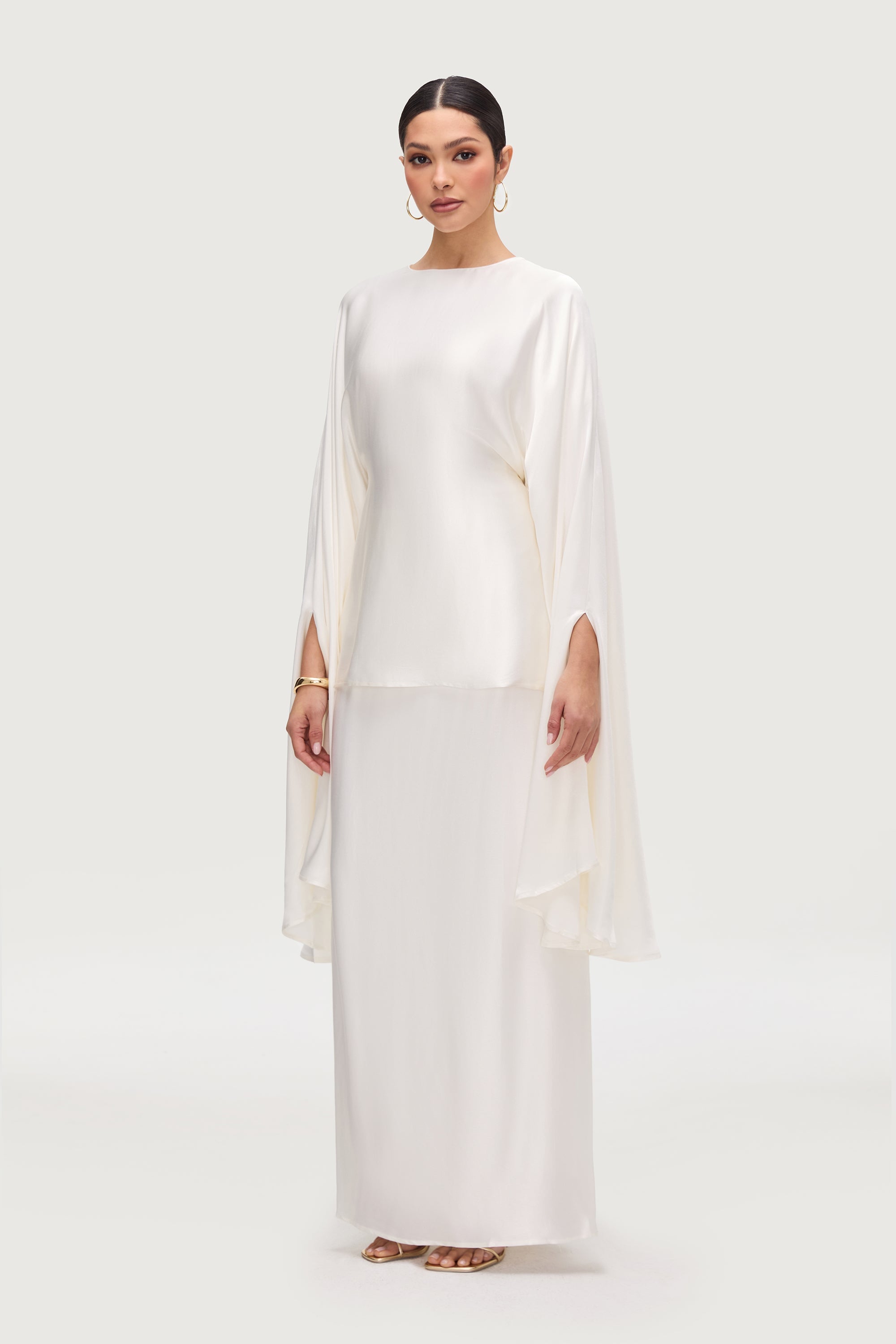 Razan Silk Inner Tie Top - White Tops Veiled Collection