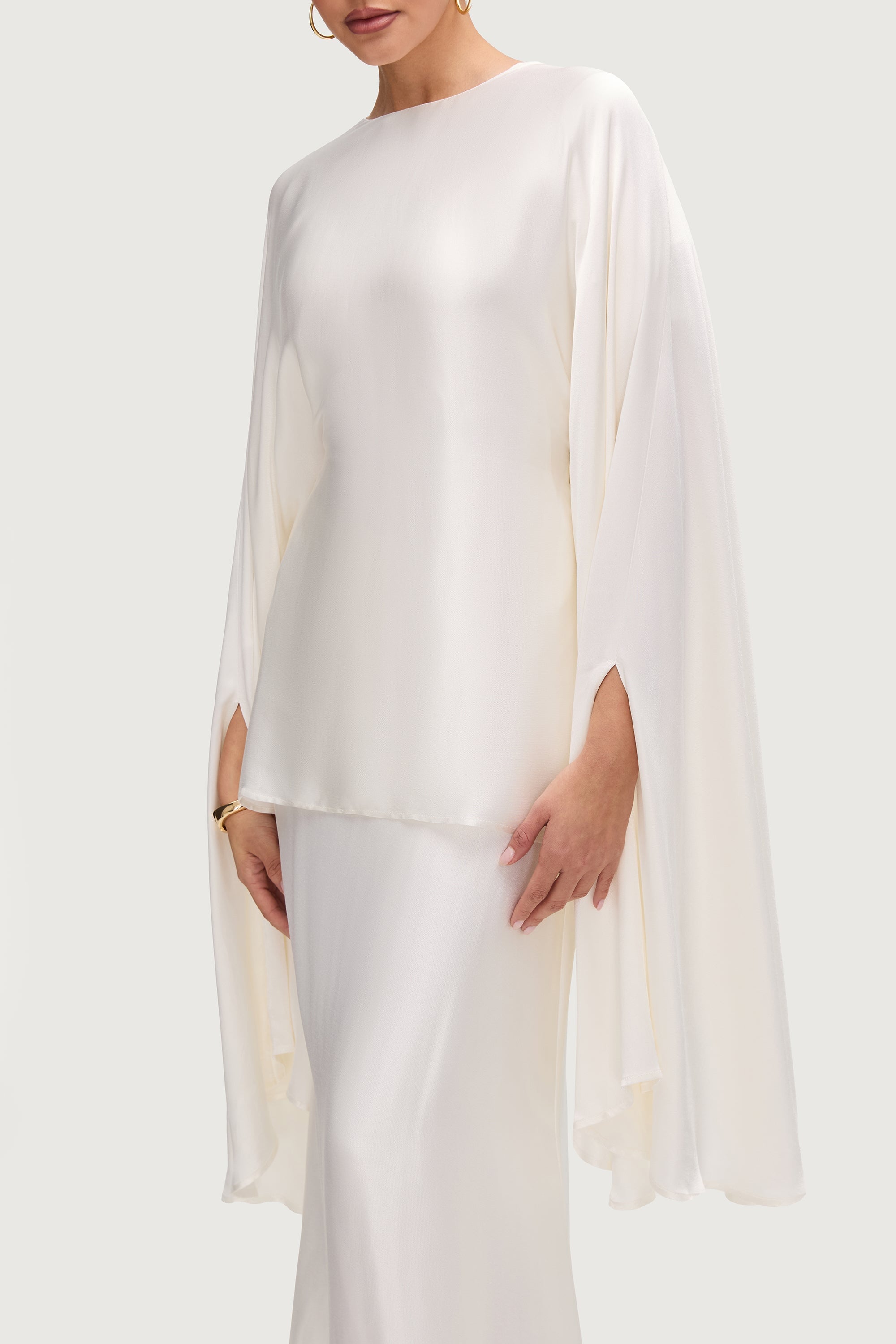 Razan Silk Inner Tie Top - White Tops Veiled Collection