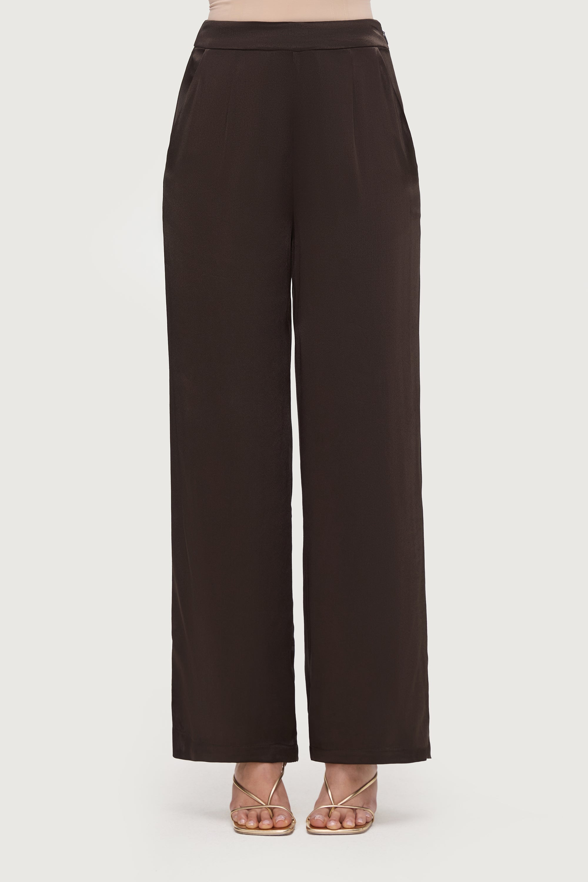 Razan Silk Wide Leg Pants - Black Forest Bottoms Veiled Collection