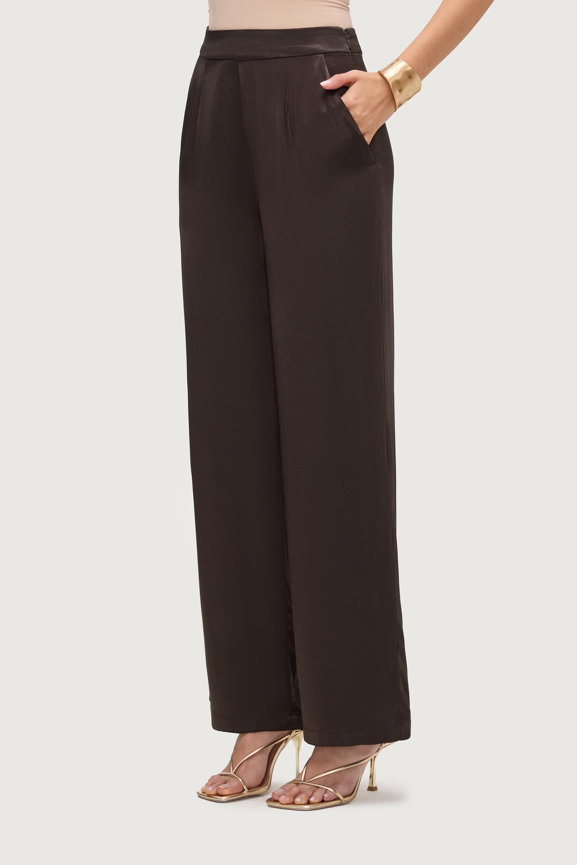 Razan Silk Wide Leg Pants - Black Forest Bottoms Veiled Collection