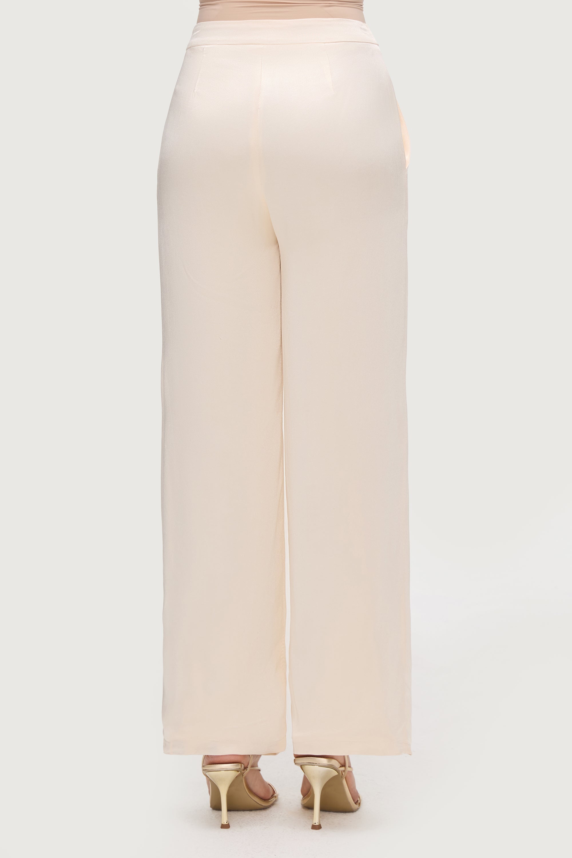 Razan Silk Wide Leg Pants - Pearl Bottoms Veiled Collection