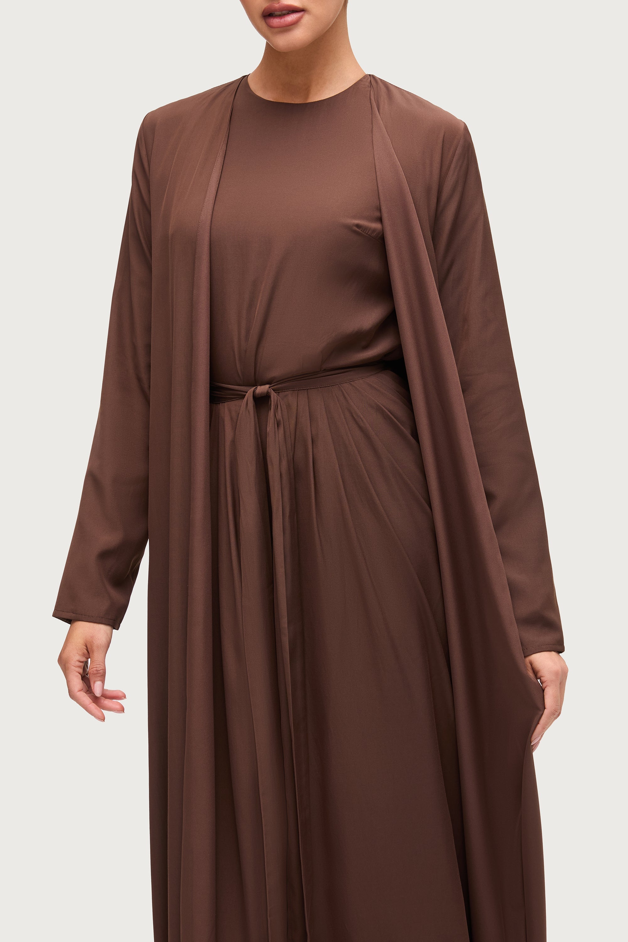 Rehana Three Piece Abaya Set - Espresso Sets Veiled