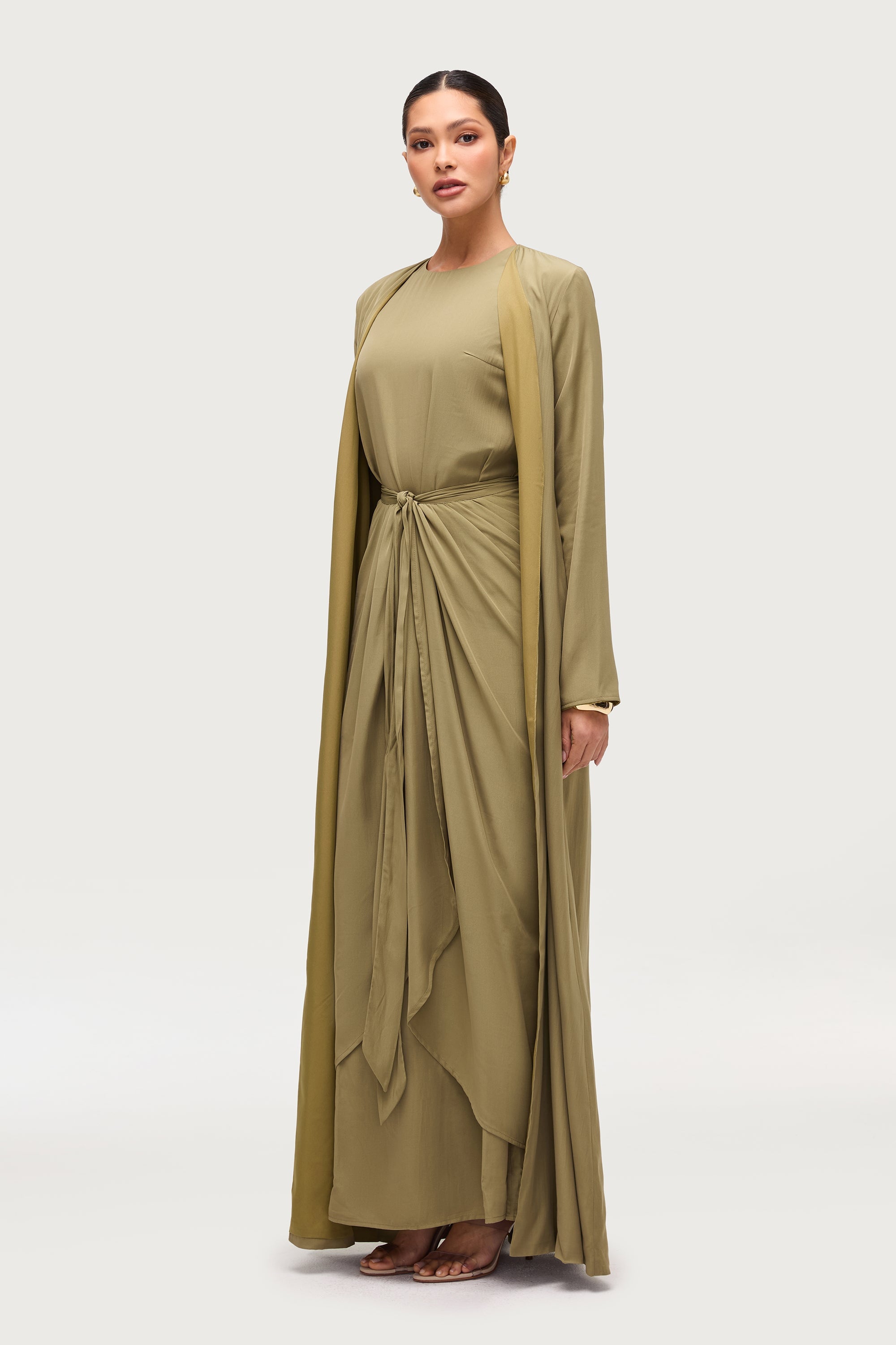 Rehana Three Piece Abaya Set - Sage Sets Veiled