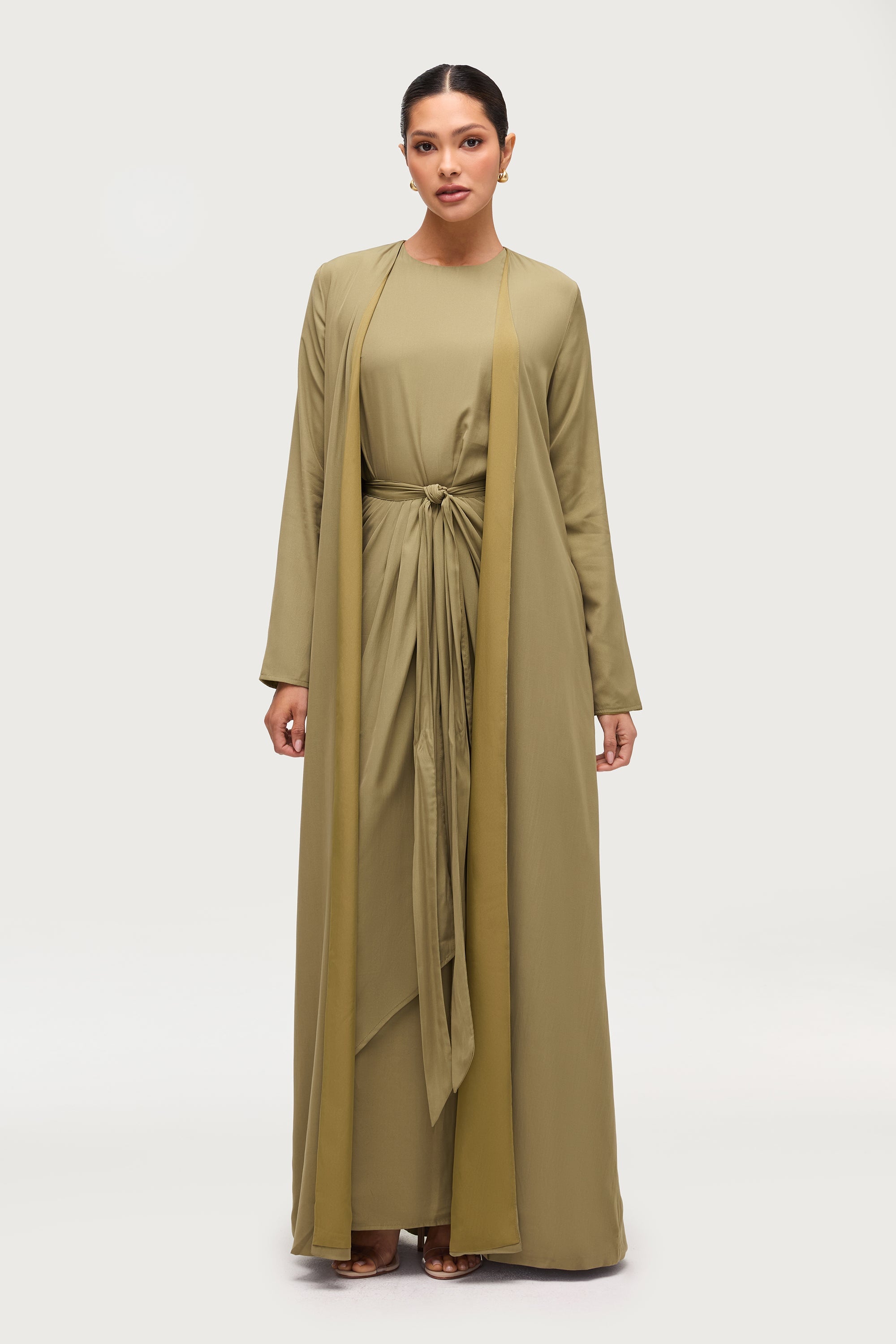 Rehana Three Piece Abaya Set - Sage Sets Veiled