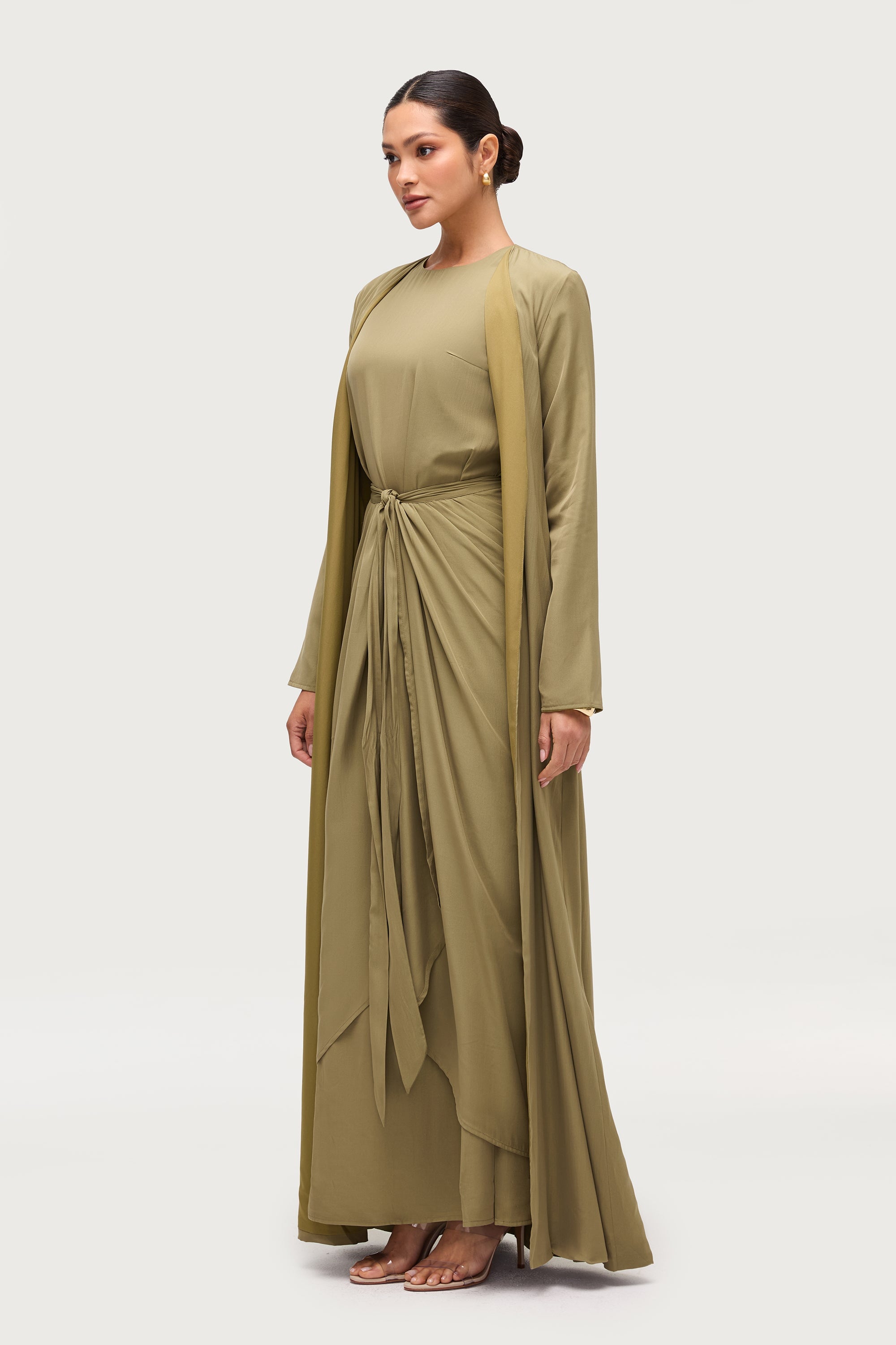 Rehana Three Piece Abaya Set - Sage Sets Veiled