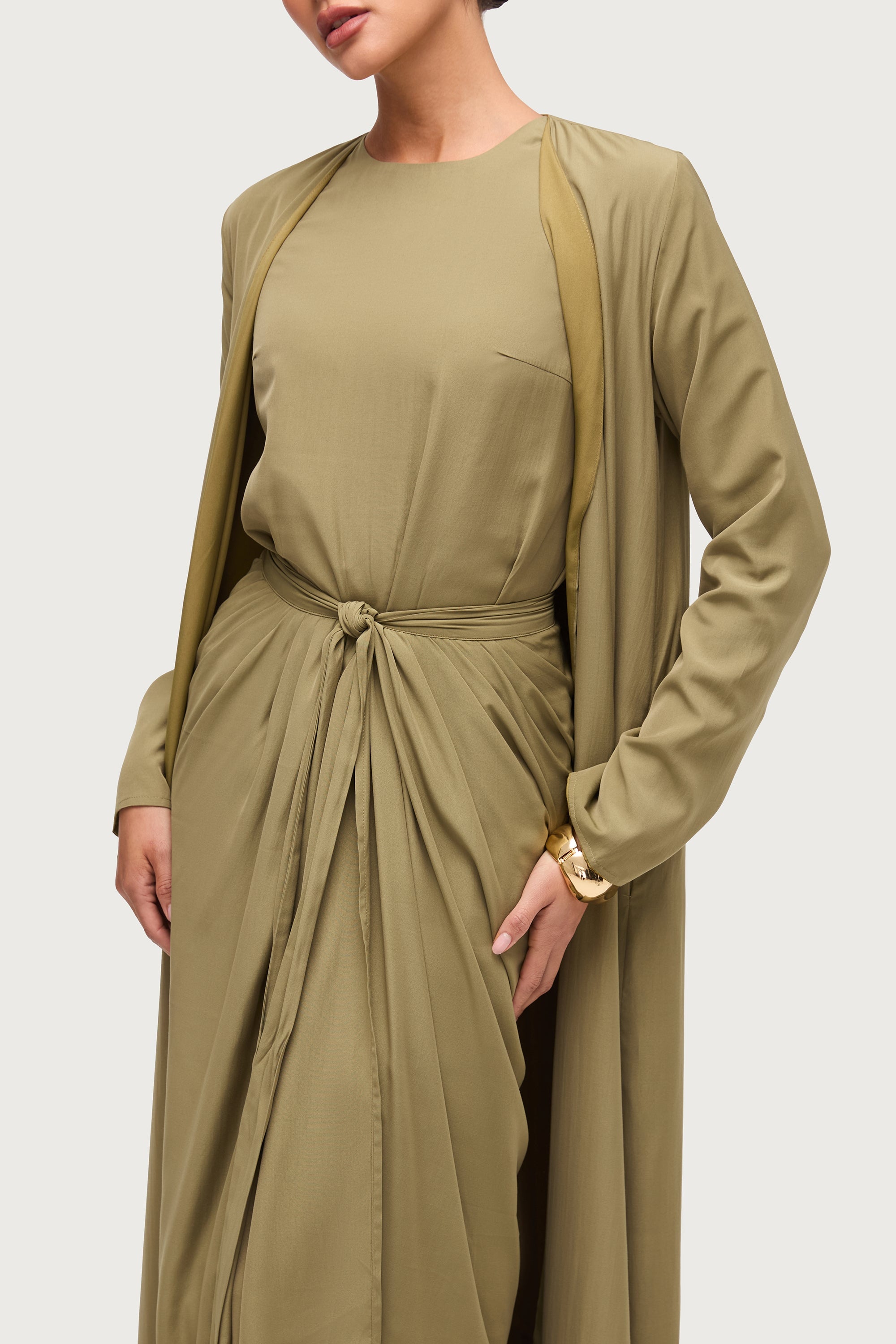 Rehana Three Piece Abaya Set - Sage Sets Veiled