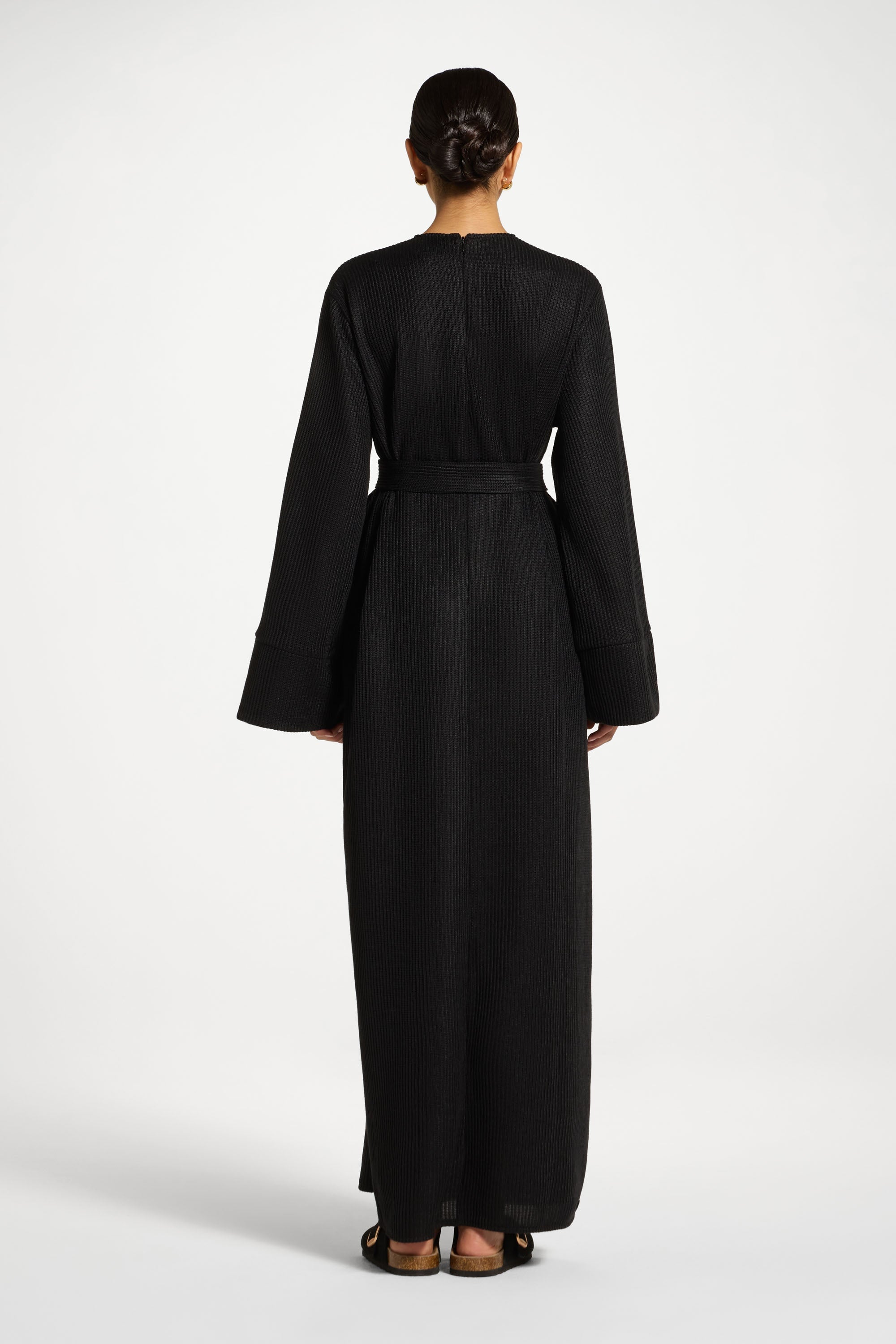 Relaxed Knit Maxi Dress - Black Abayas Veiled