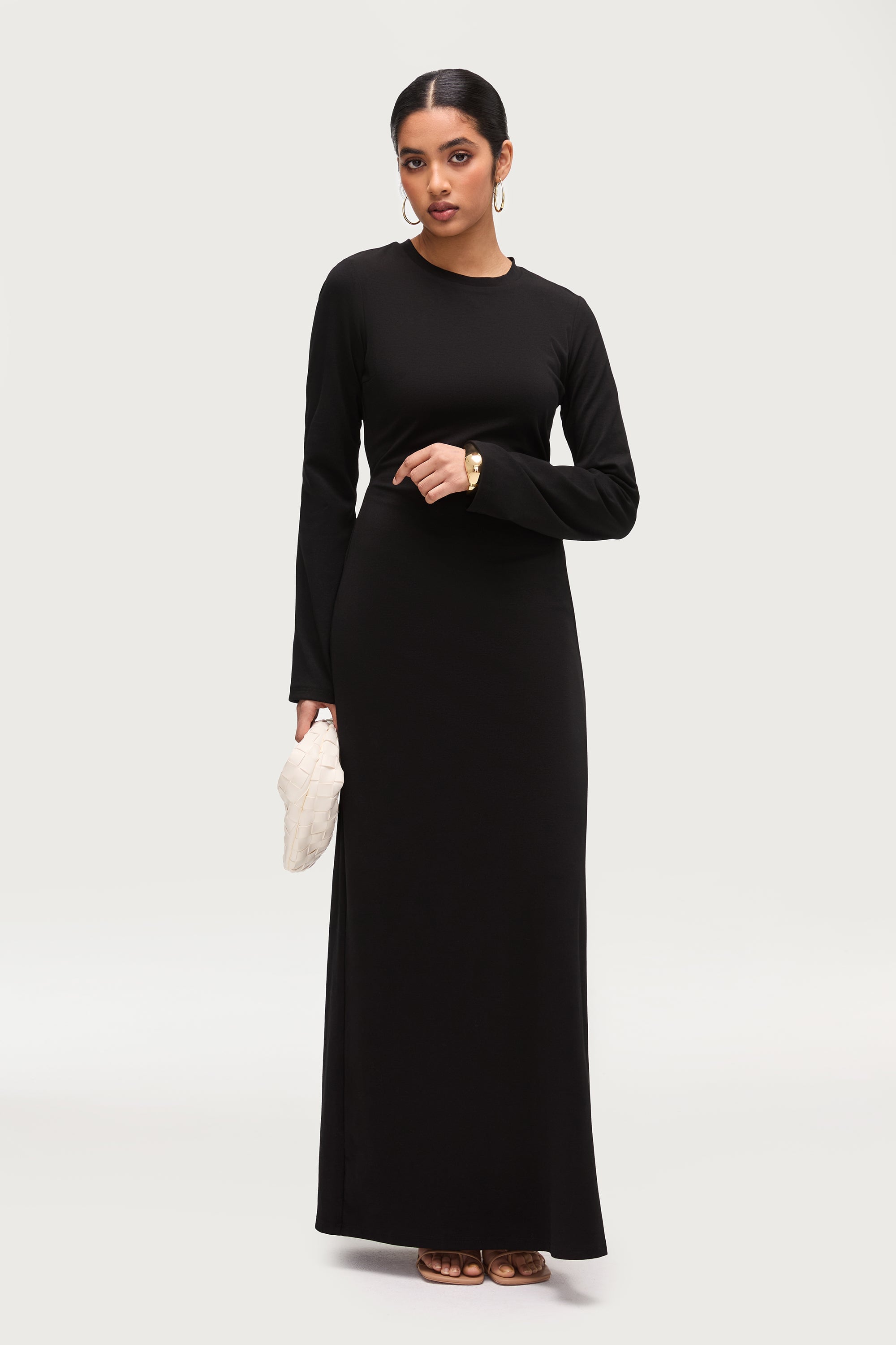 Ribbed Cotton Maxi Dress - Black Dresses Veiled
