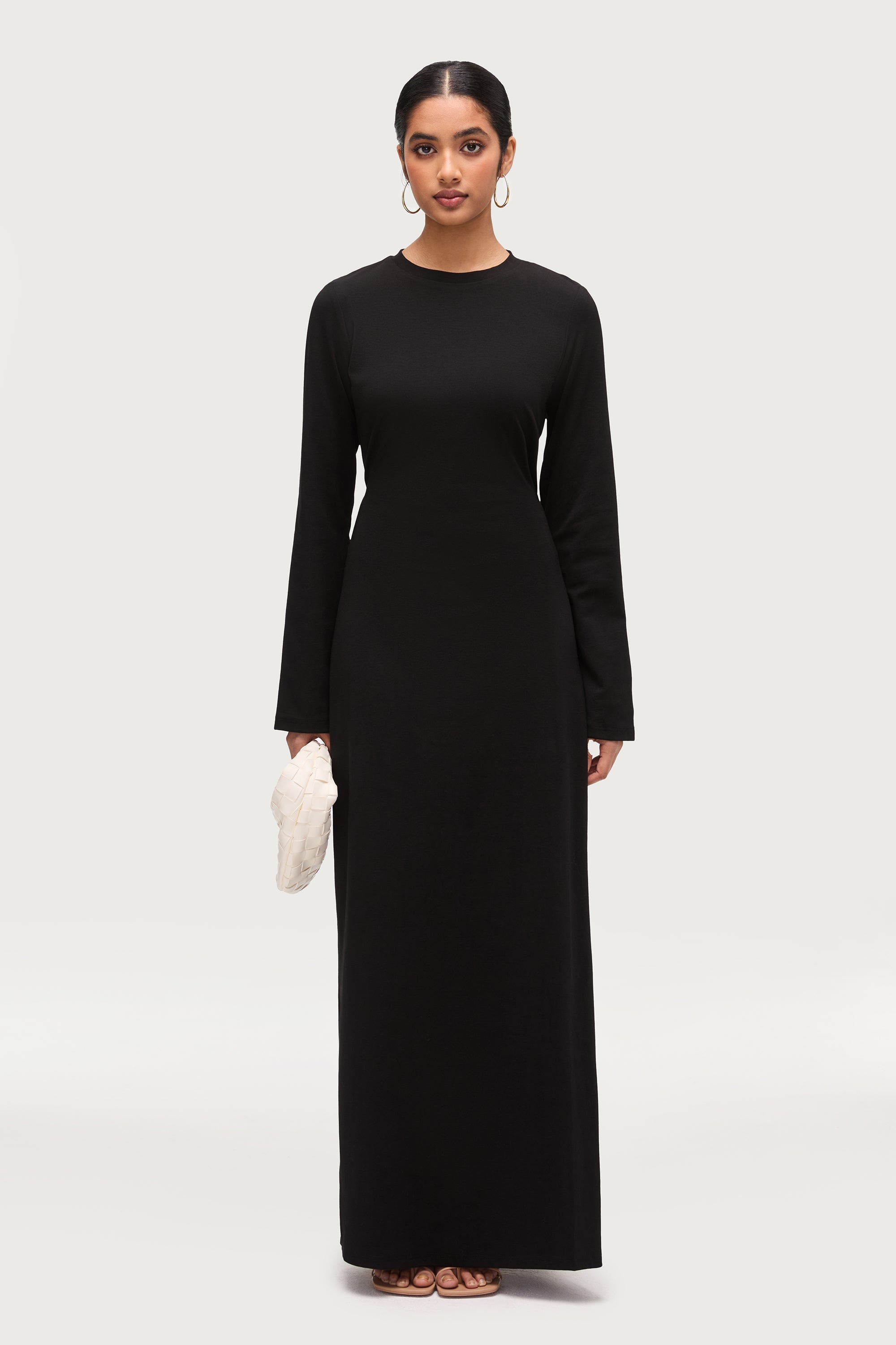 Ribbed Cotton Maxi Dress - Black Dresses Veiled