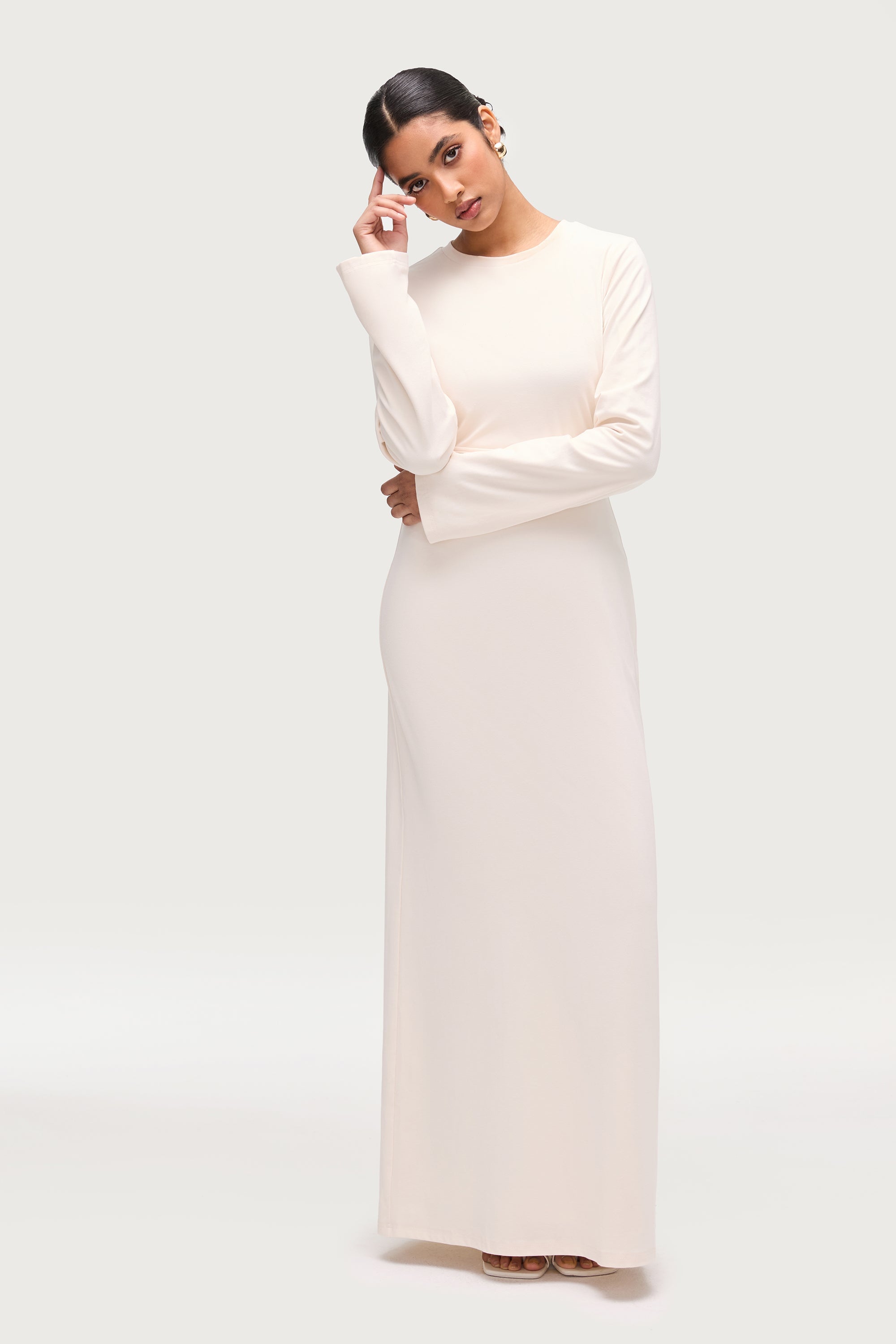 Ribbed Cotton Maxi Dress - Off White Dresses Veiled