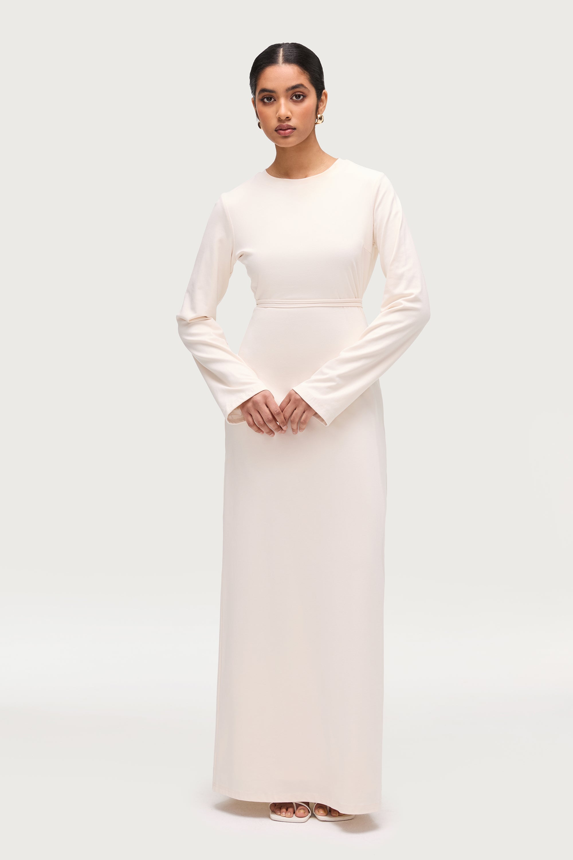 Ribbed Cotton Maxi Dress - Off White Dresses Veiled