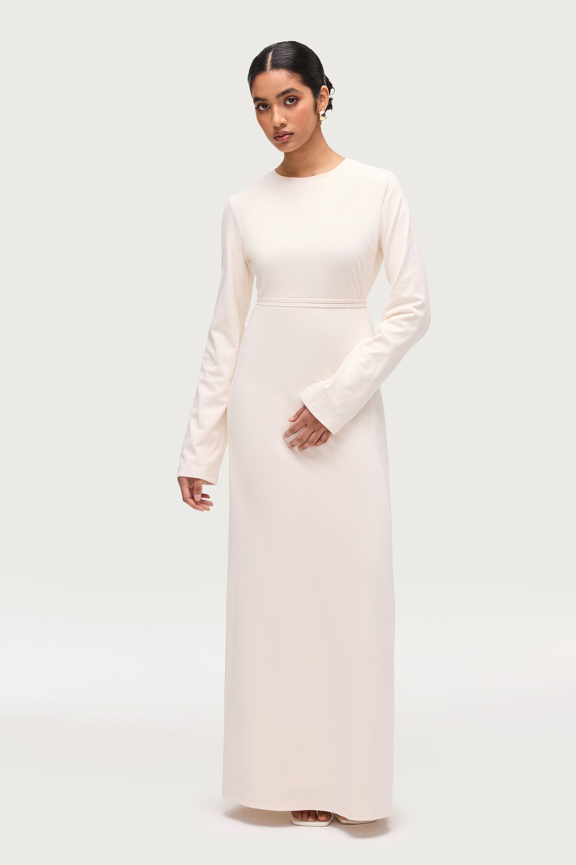 Ribbed Cotton Maxi Dress - Off White Dresses Veiled