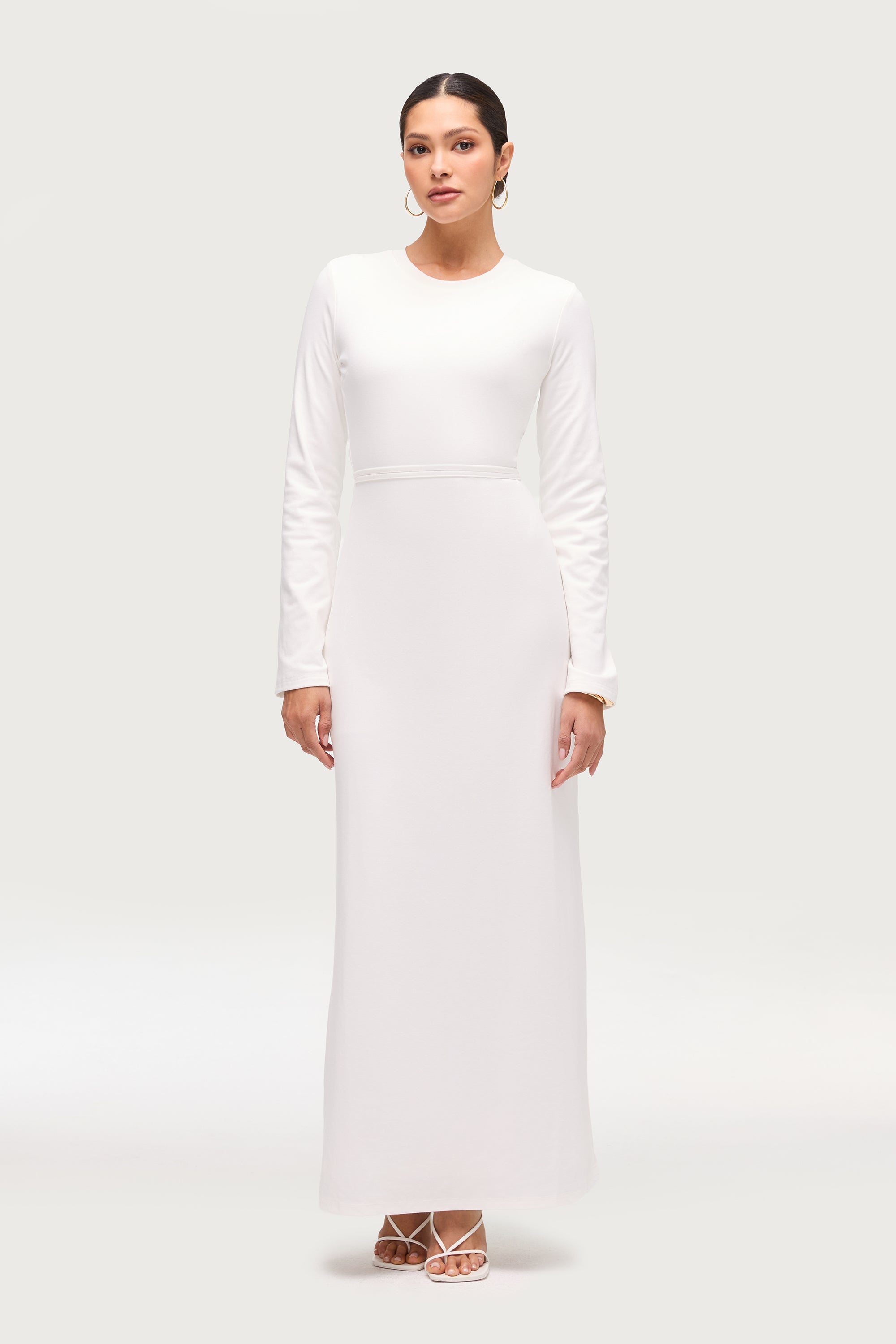 Ribbed Cotton Maxi Dress - White Dresses Veiled