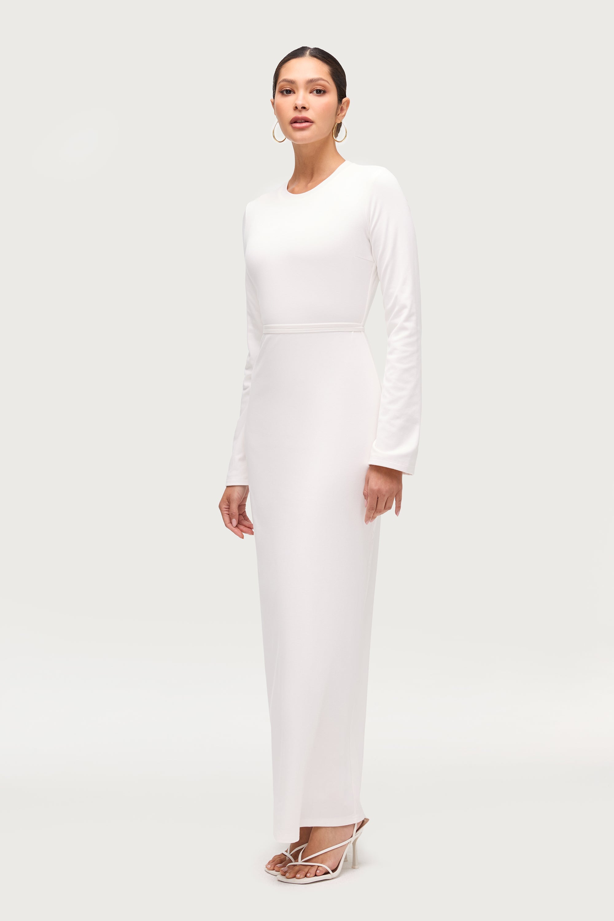 Ribbed Cotton Maxi Dress - White Dresses Veiled