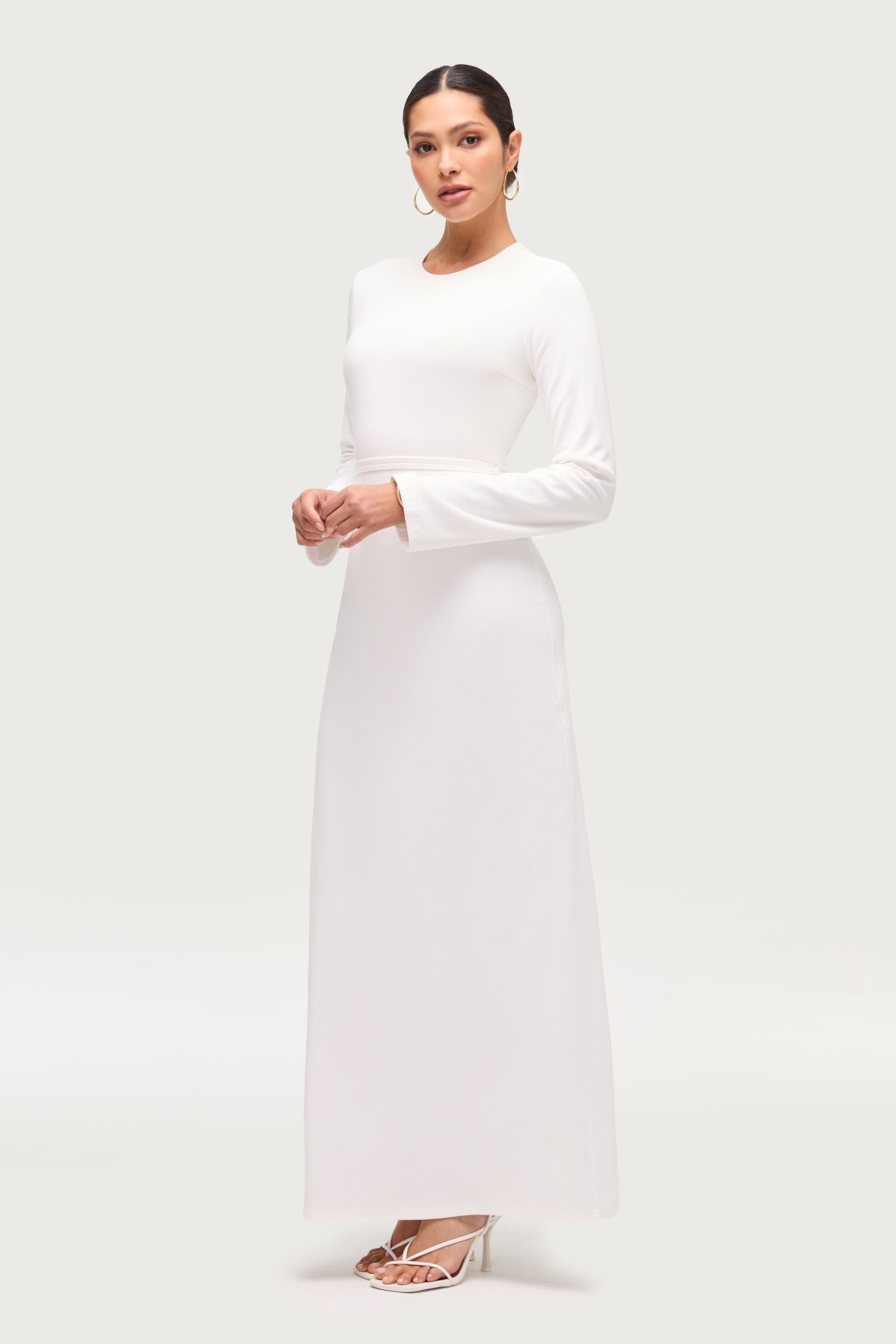 Ribbed Cotton Maxi Dress - White Dresses Veiled