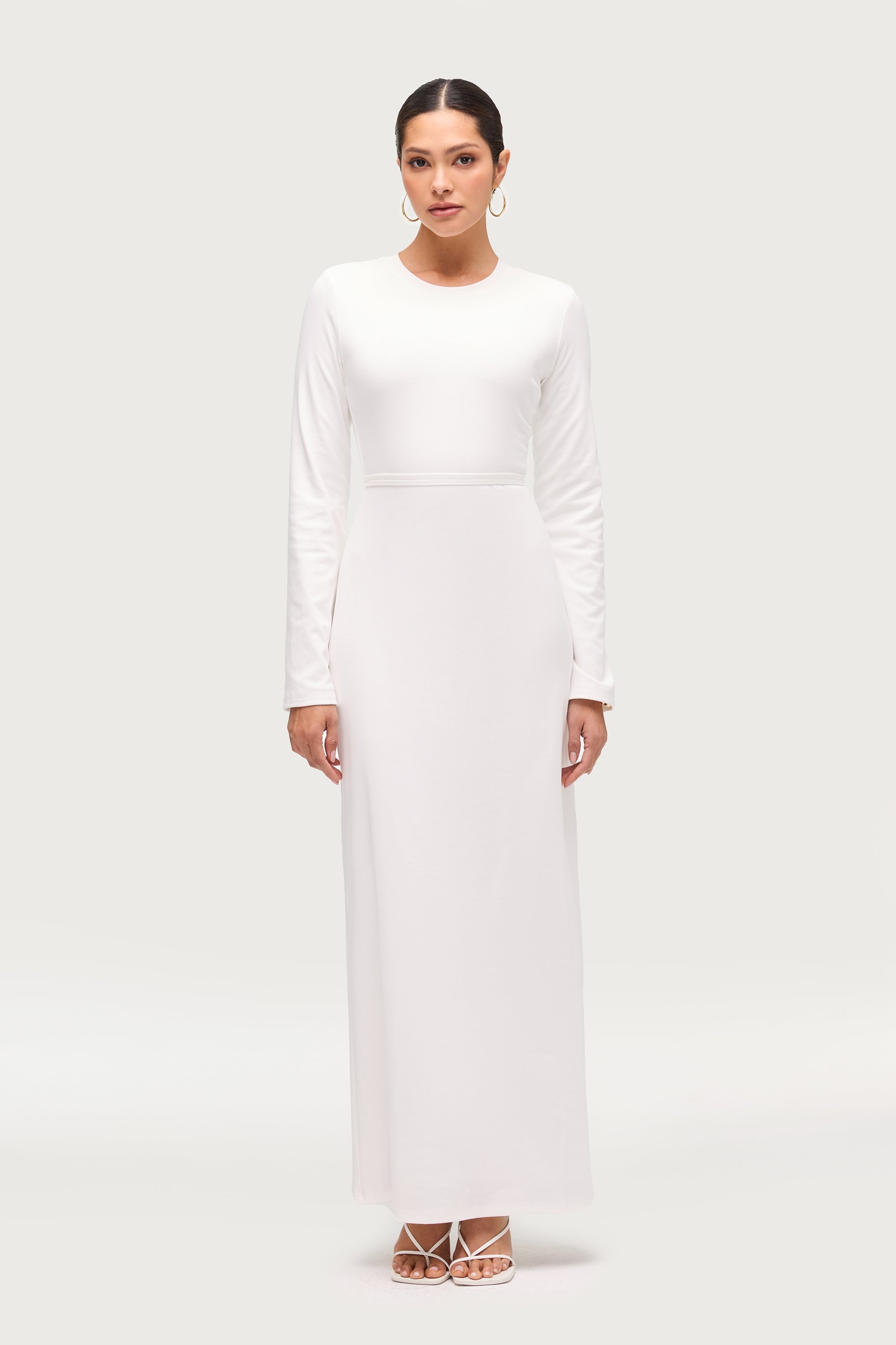 Ribbed Cotton Maxi Dress - White Dresses Veiled