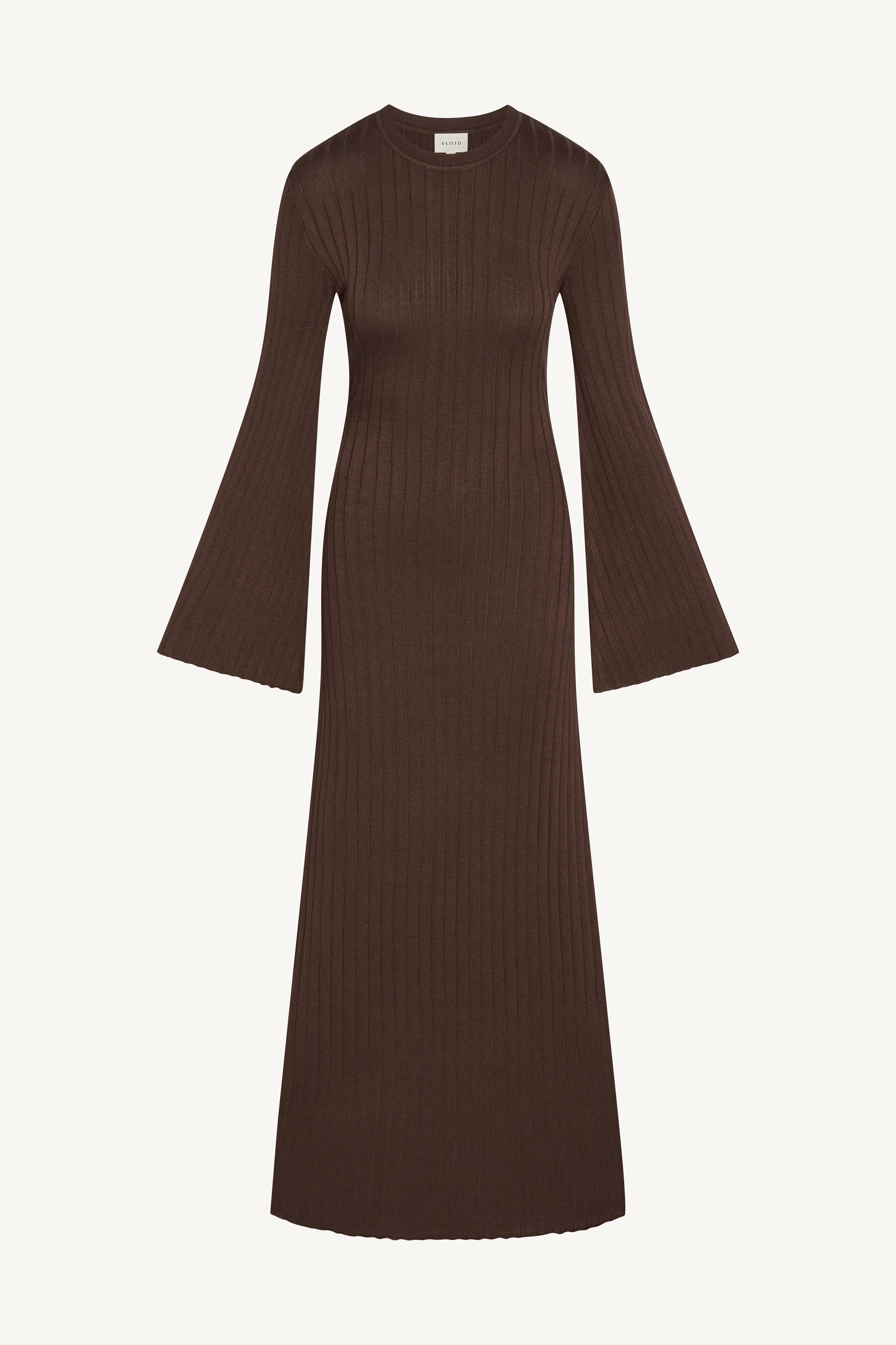 Ribbed Knit Maxi Dress - Qahwah Abayas Veiled