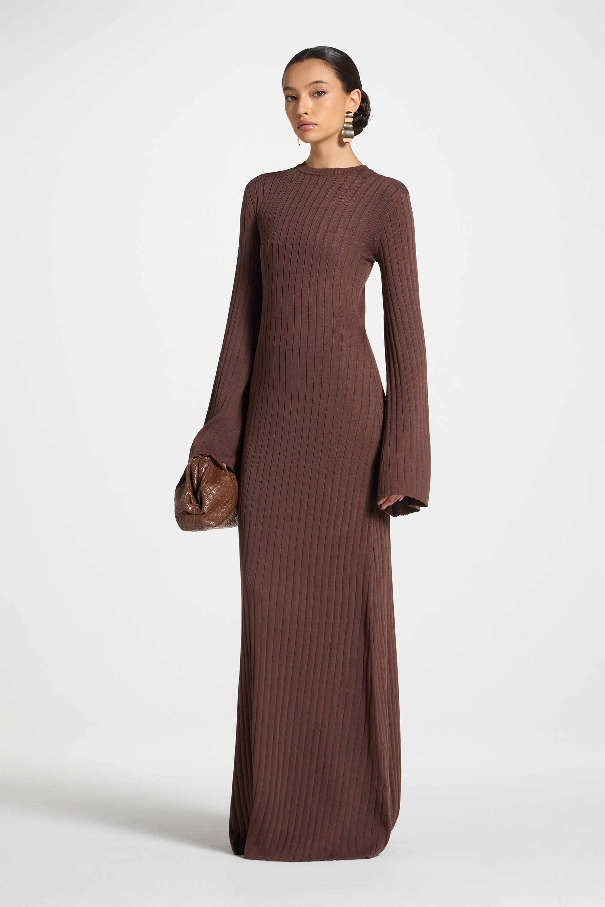 Ribbed Knit Maxi Dress - Qahwah Abayas Veiled