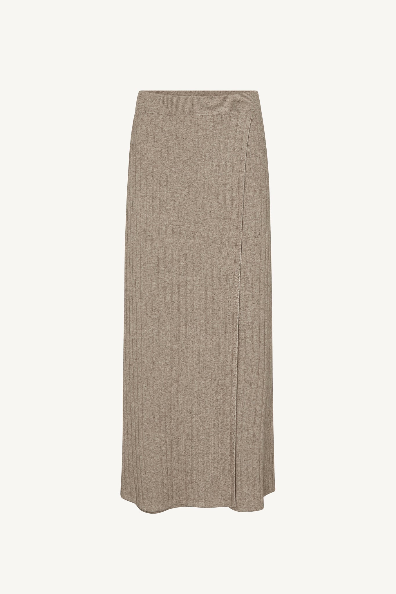Ribbed Knit Wrap Skirt - Beige Abayas Veiled
