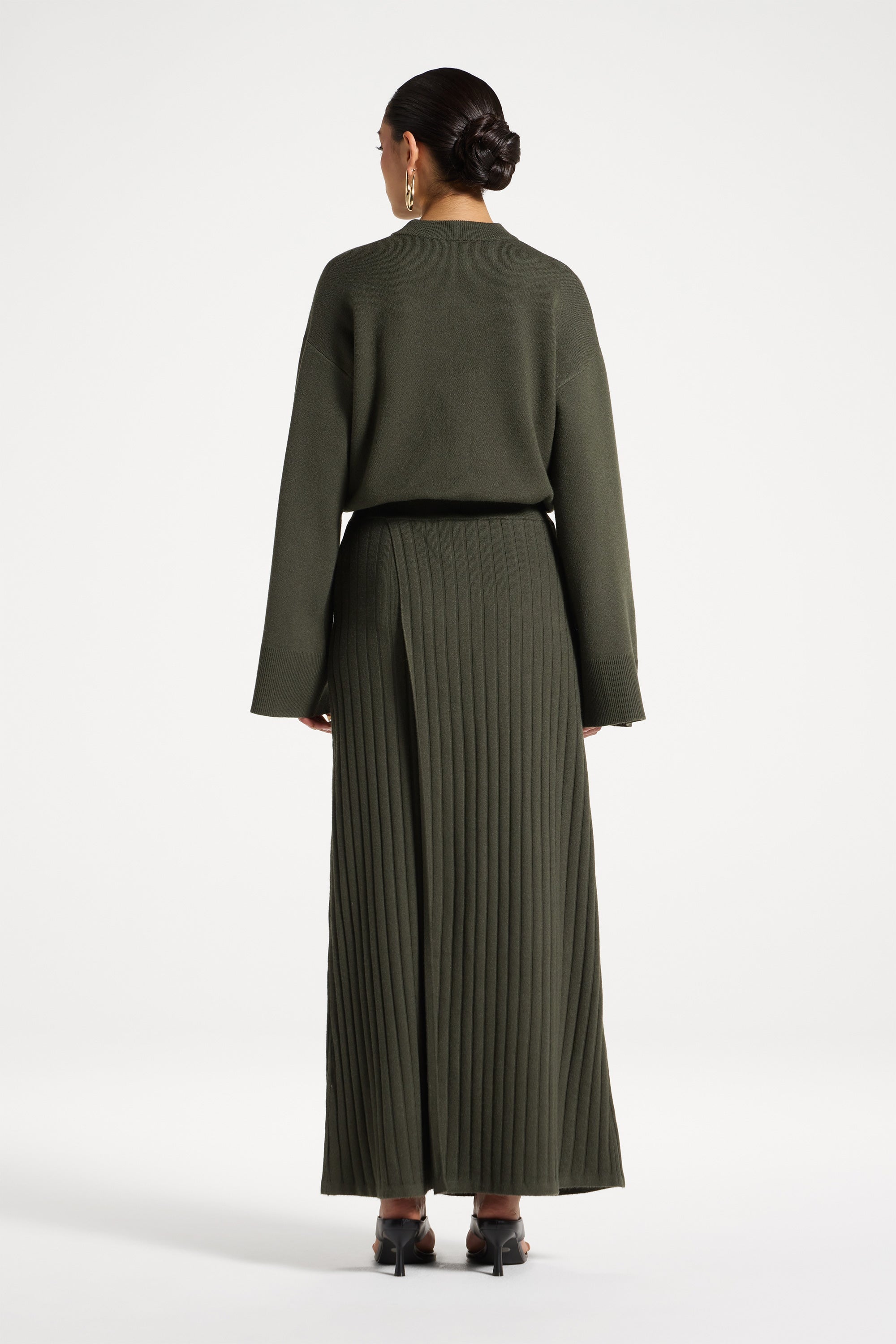 Ribbed Knit Wrap Skirt - Sage Abayas Veiled