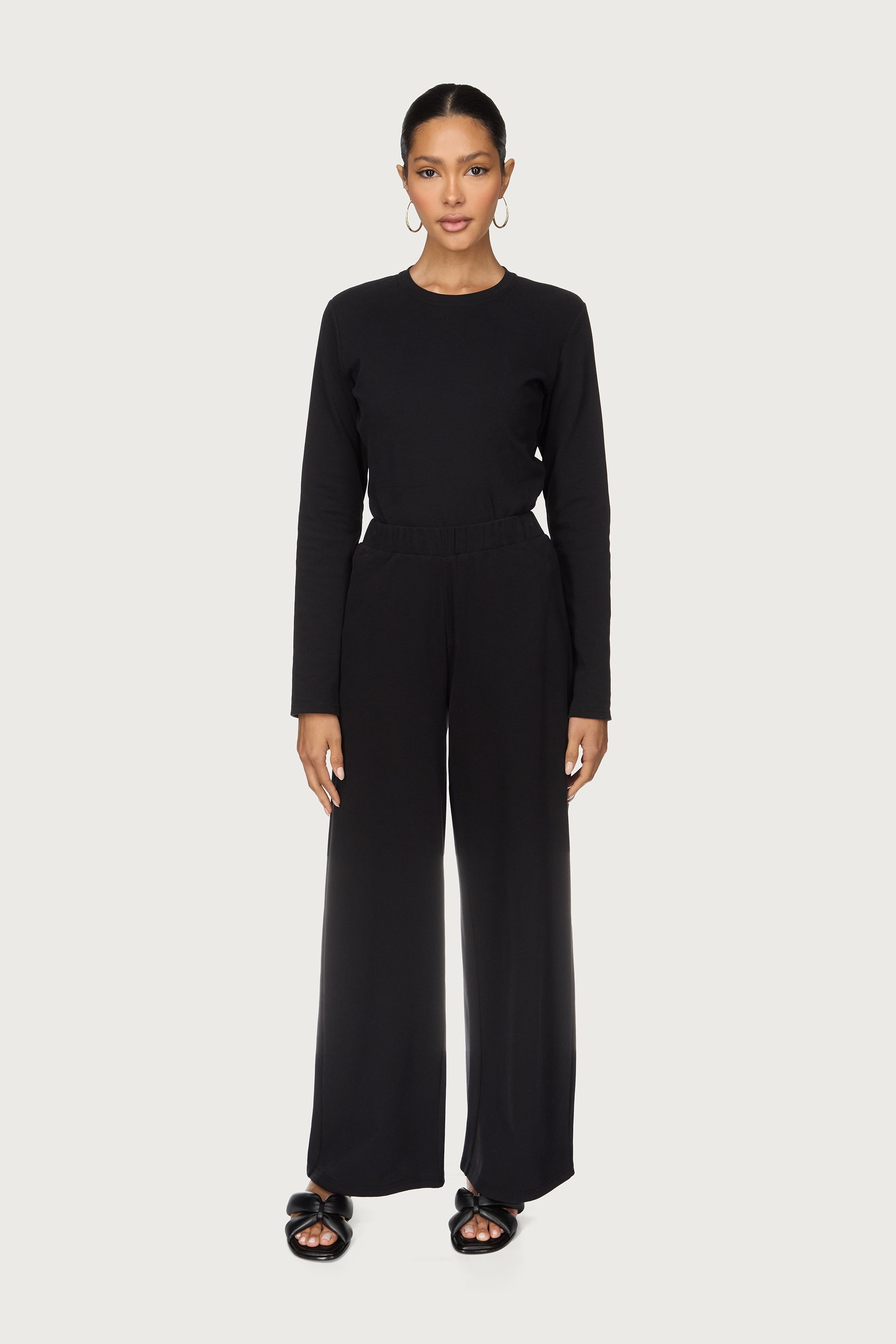 Ribbed Top & Pants Matching Set - Black Abayas Veiled