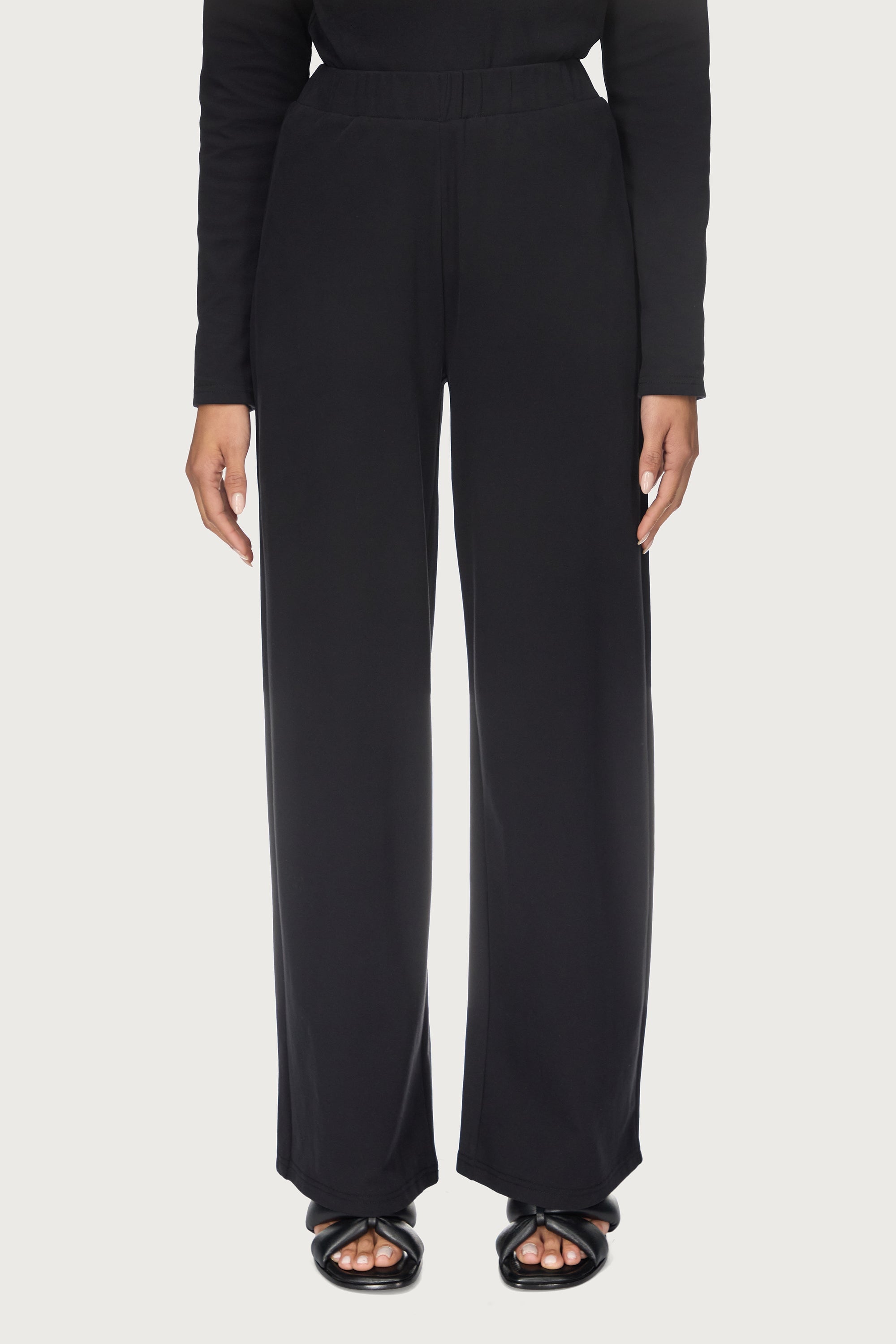 Ribbed Top & Pants Matching Set - Black Abayas Veiled