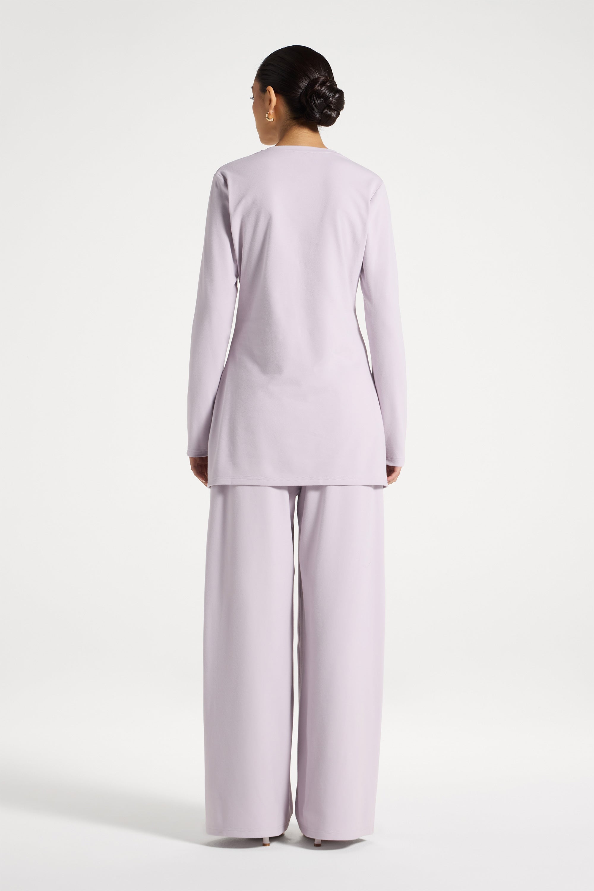 Ribbed Top & Pants Matching Set - Lilac Abayas Veiled